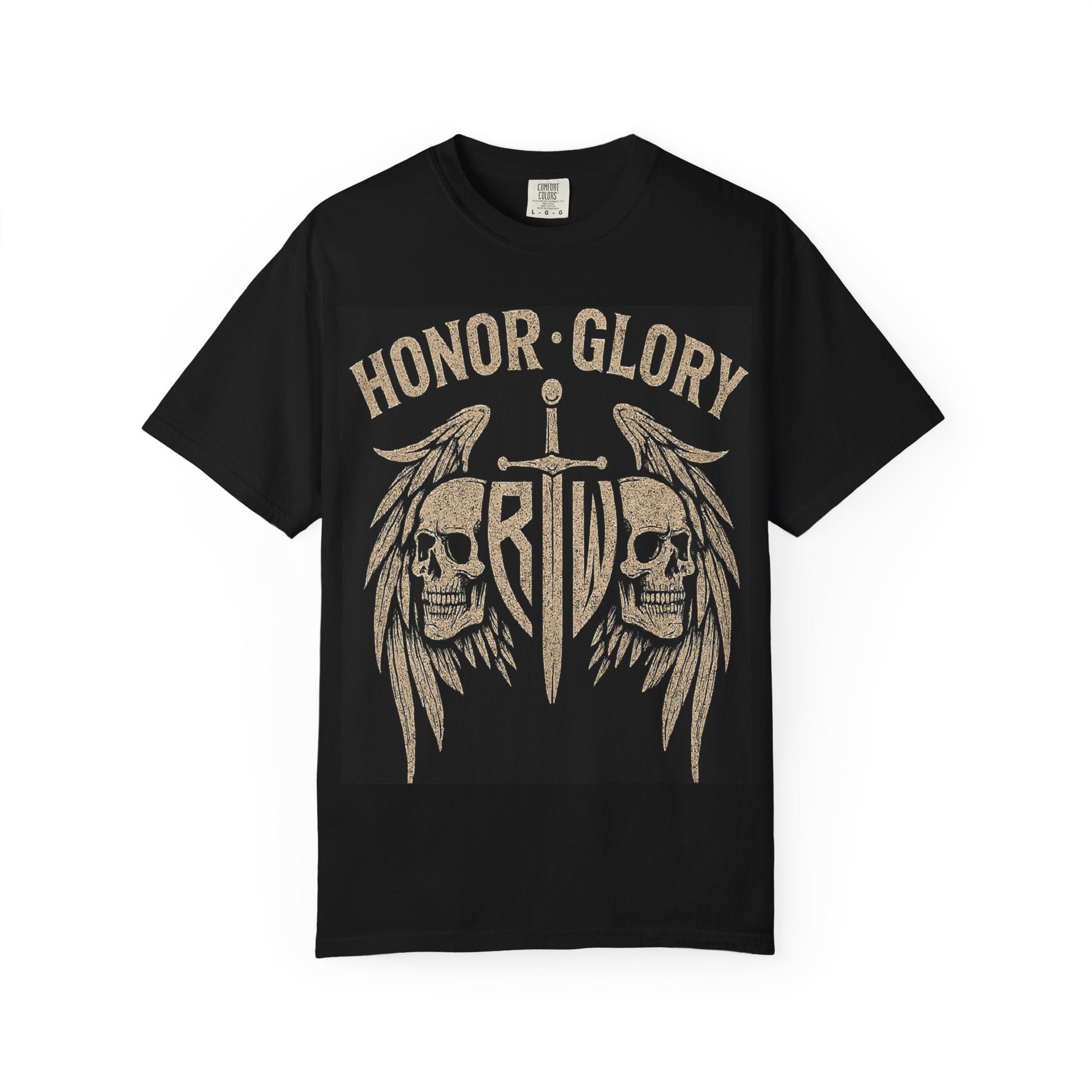 Honor & Glory Skull T-Shirt, Unisex Graphic Tee, Edgy Streetwear, Perfect Gift for Metal Lovers, Casual Everyday Wear, Gothic Style