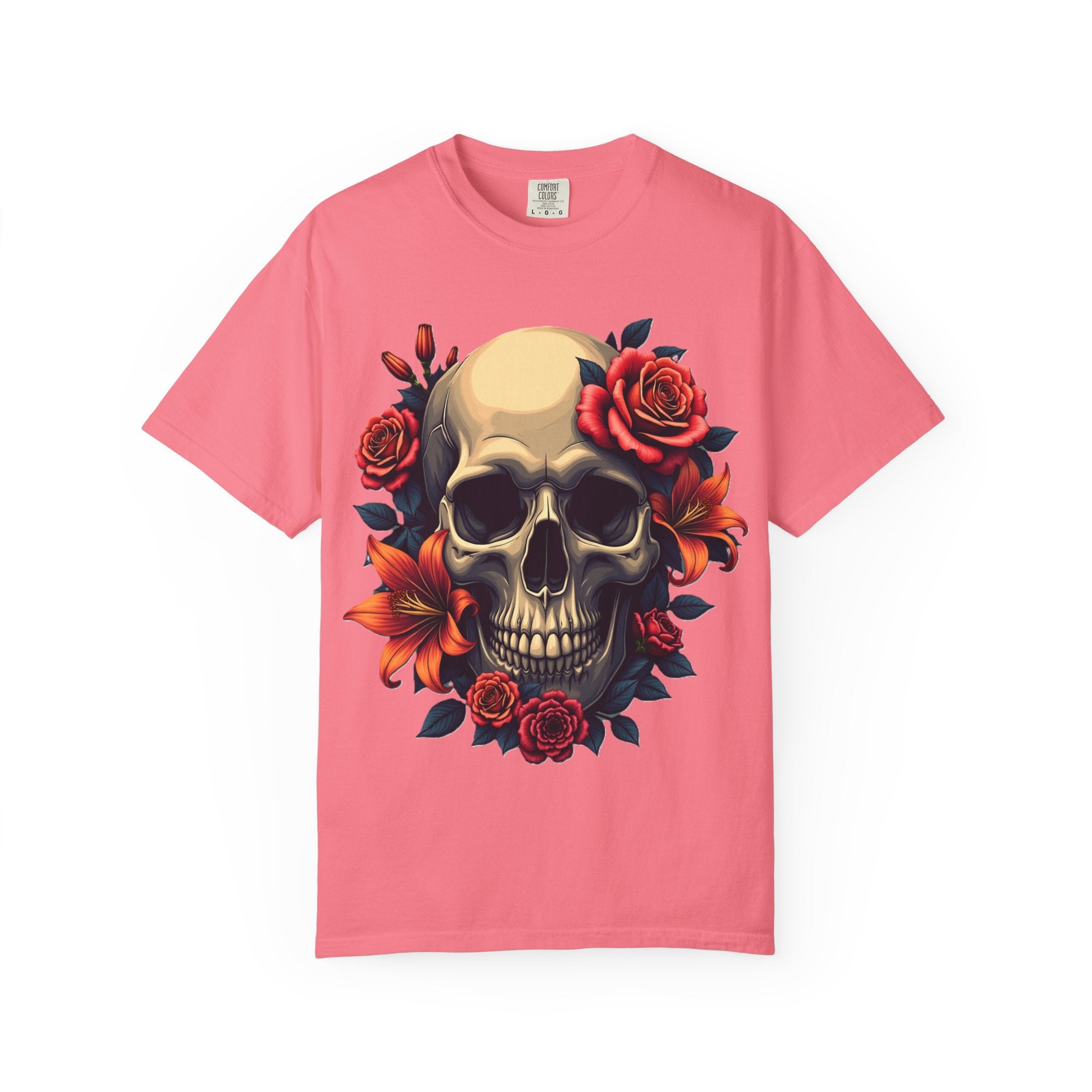 Skull Floral Unisex T-Shirt, Gothic Tee, Edgy Gift, Grunge Apparel, Halloween Shirt, Alternative Fashion