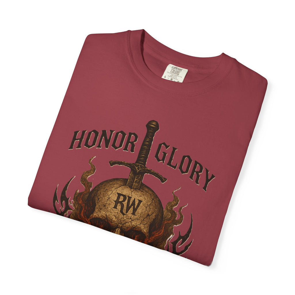 Honor Glory Skull T-Shirt, Unisex Graphic Tee, Edgy Streetwear, Casual Wear, Gift for Him/Her, Perfect for Festivals