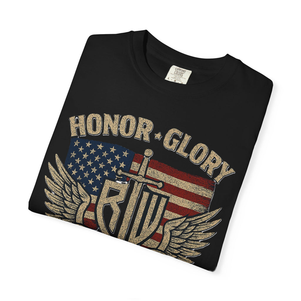 Patriotic Graphic T-shirt, Honor Glory Land of the Free Tee, Independence Day Gift, Veteran Apparel, Unisex Casual Wear