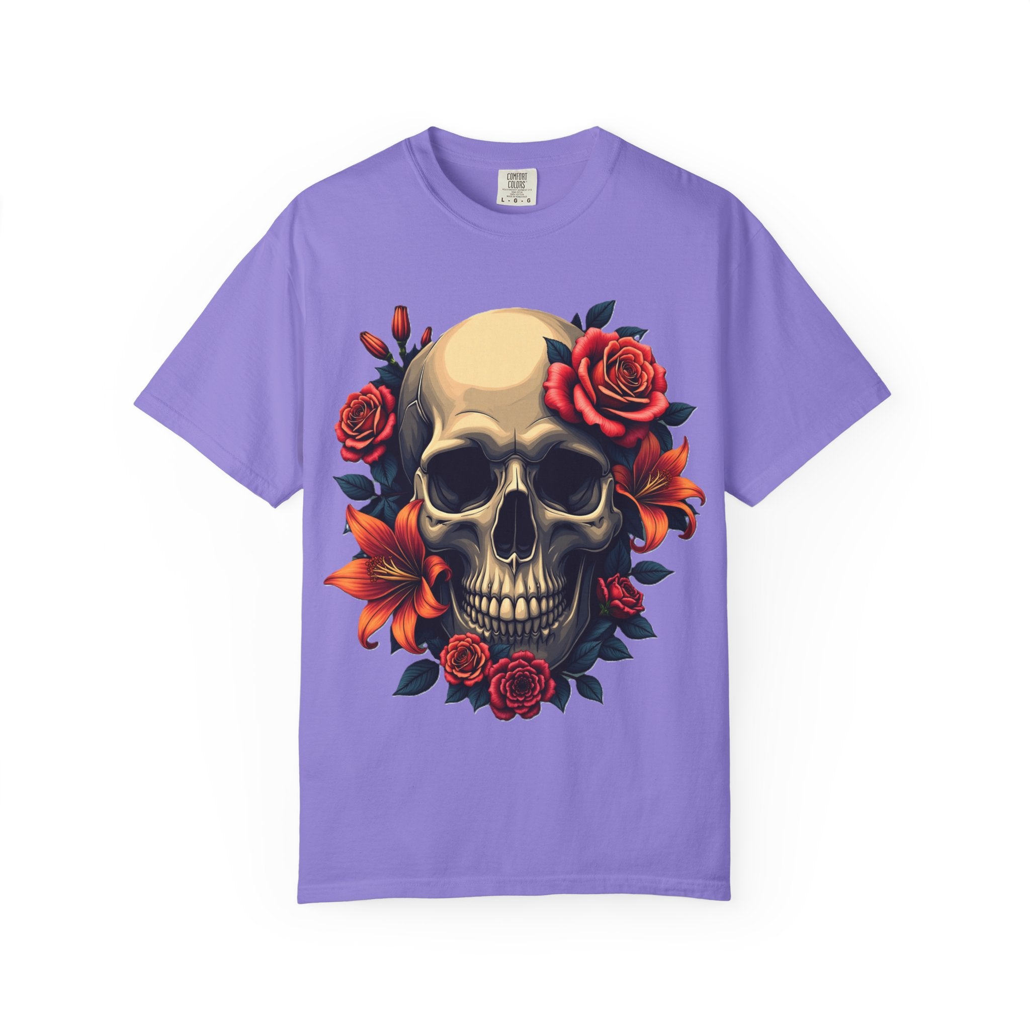 Skull Floral Unisex T-Shirt, Gothic Tee, Edgy Gift, Grunge Apparel, Halloween Shirt, Alternative Fashion