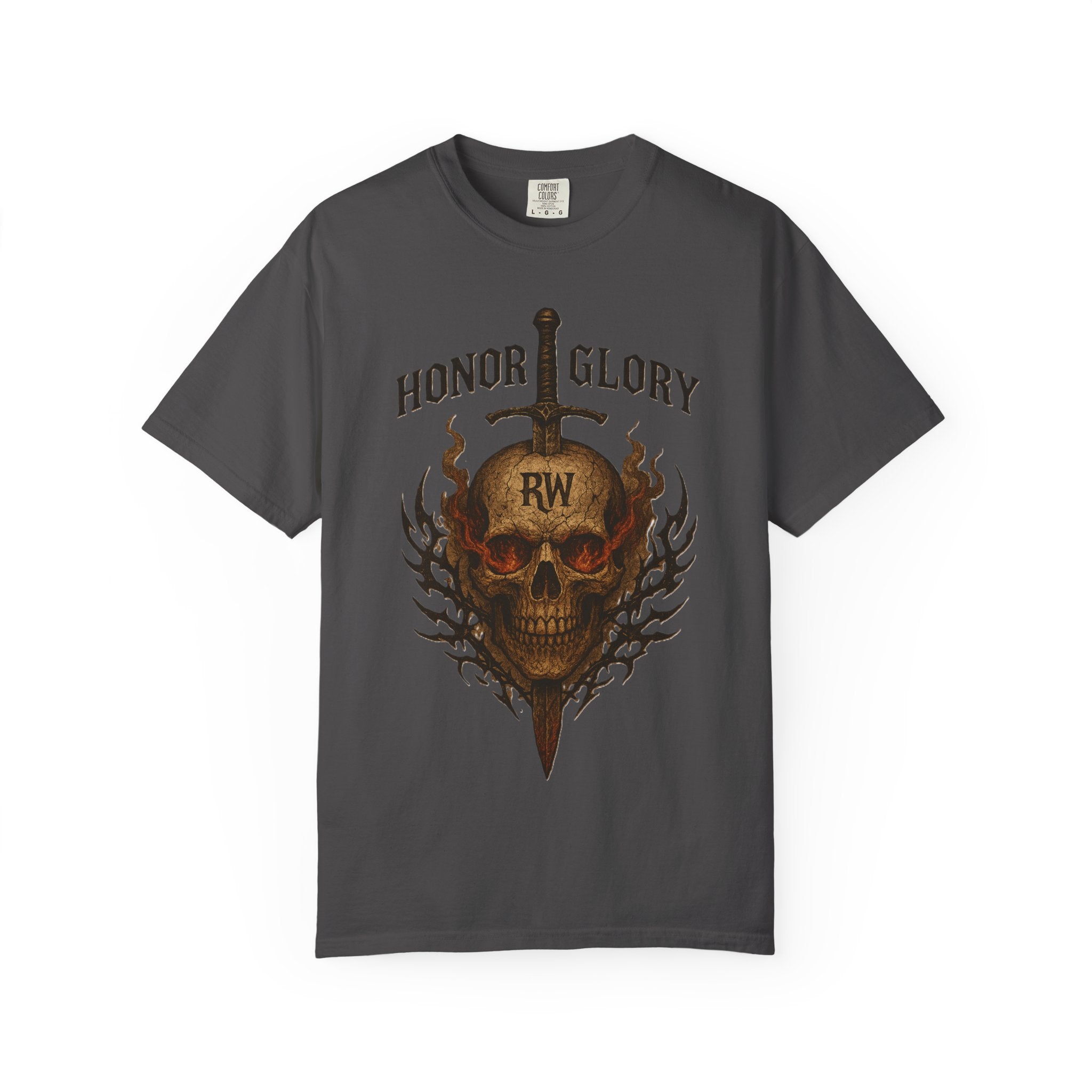 Honor Glory Skull T-Shirt, Unisex Graphic Tee, Edgy Streetwear, Casual Wear, Gift for Him/Her, Perfect for Festivals