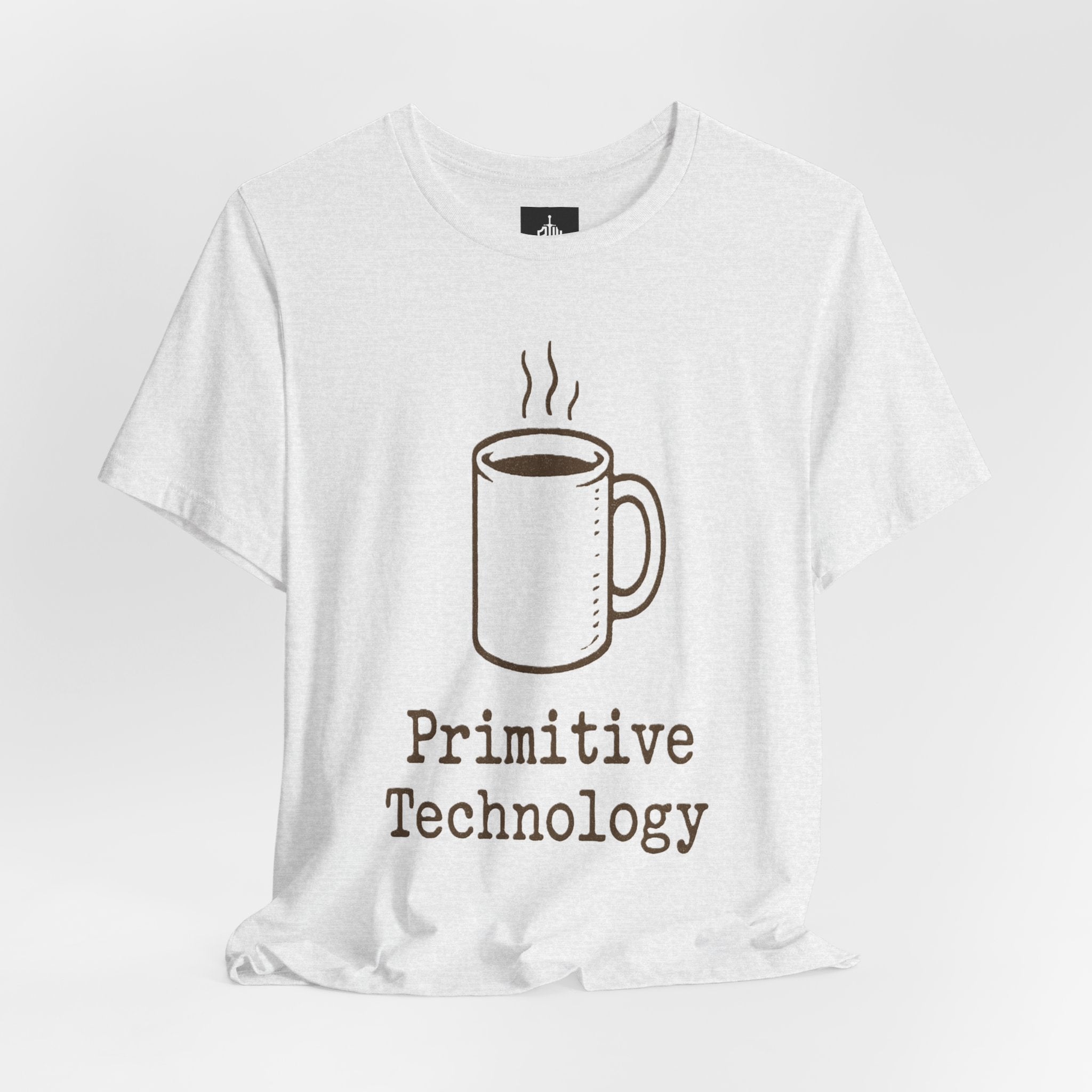 Coffee Mug 'Primitive Technology' T-Shirt — Rustic Coffee Lover Tee