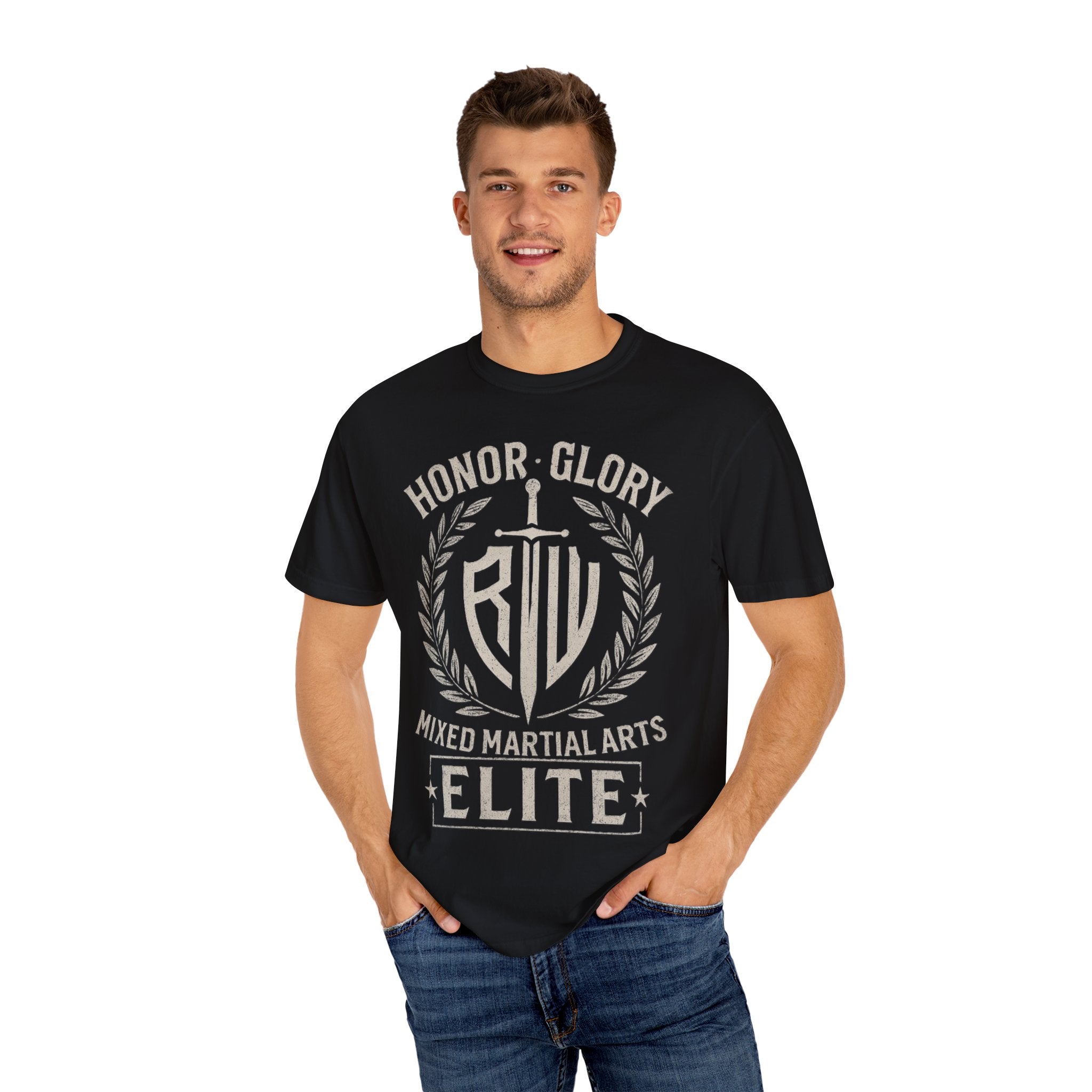 Elite MMA Unisex Garment-Dyed T-shirt, Casual Wear, Workout Shirt, Martial Arts Apparel, Gift for Fighters, Sporty Style