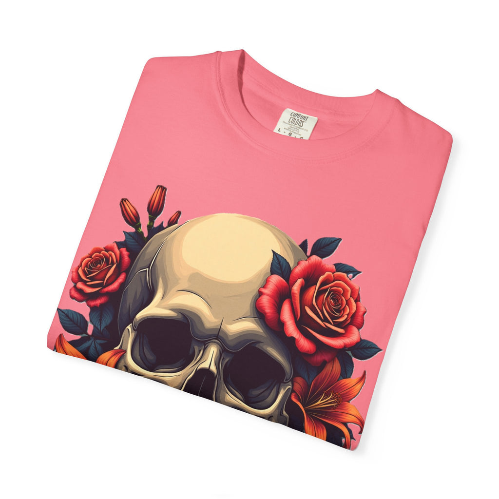 Skull Floral Unisex T-Shirt, Gothic Tee, Edgy Gift, Grunge Apparel, Halloween Shirt, Alternative Fashion
