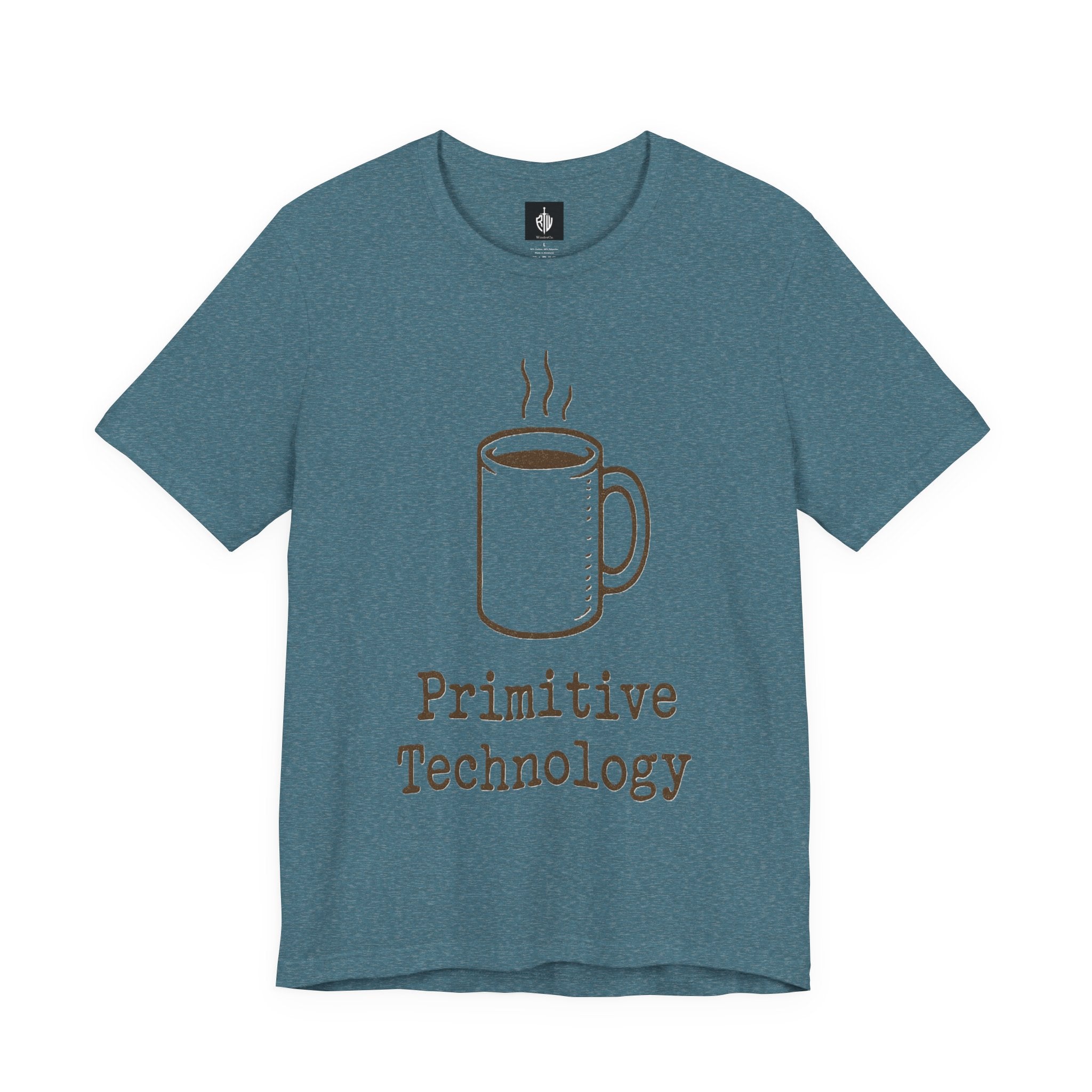 Coffee Mug 'Primitive Technology' T-Shirt — Rustic Coffee Lover Tee