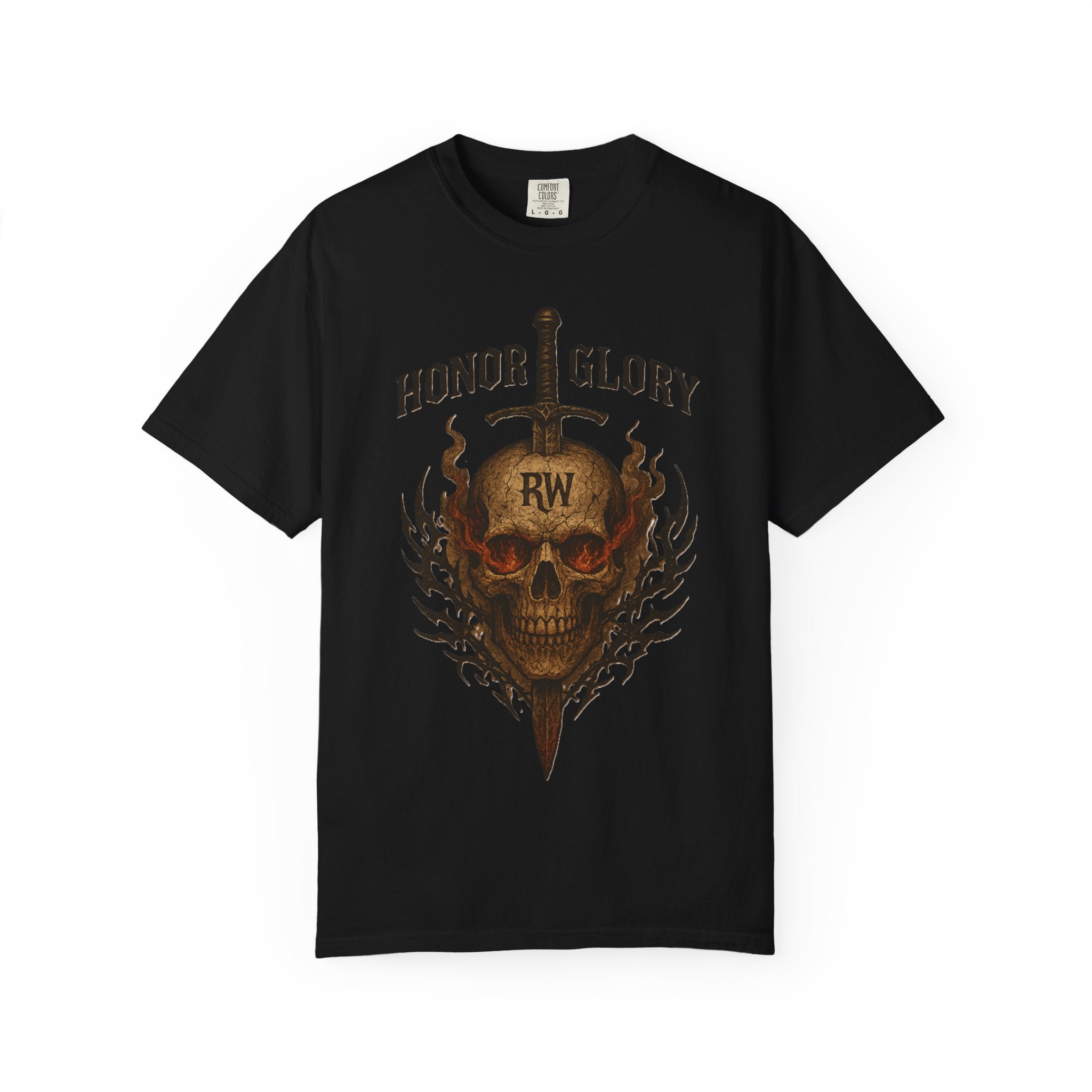 Honor Glory Skull T-Shirt, Unisex Graphic Tee, Edgy Streetwear, Casual Wear, Gift for Him/Her, Perfect for Festivals