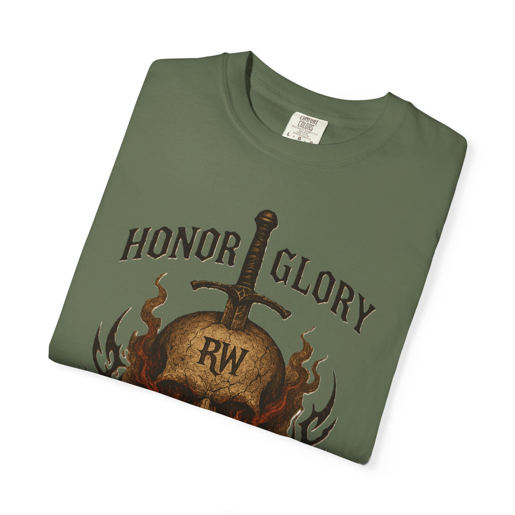 Honor Glory Skull T-Shirt, Unisex Graphic Tee, Edgy Streetwear, Casual Wear, Gift for Him/Her, Perfect for Festivals