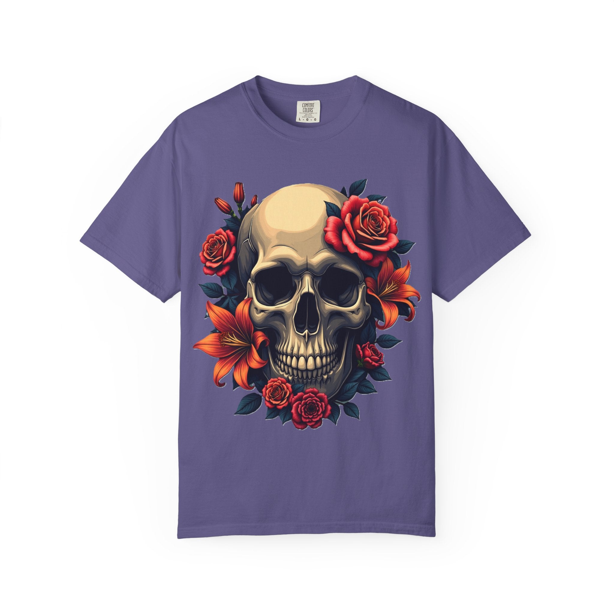 Skull Floral Unisex T-Shirt, Gothic Tee, Edgy Gift, Grunge Apparel, Halloween Shirt, Alternative Fashion