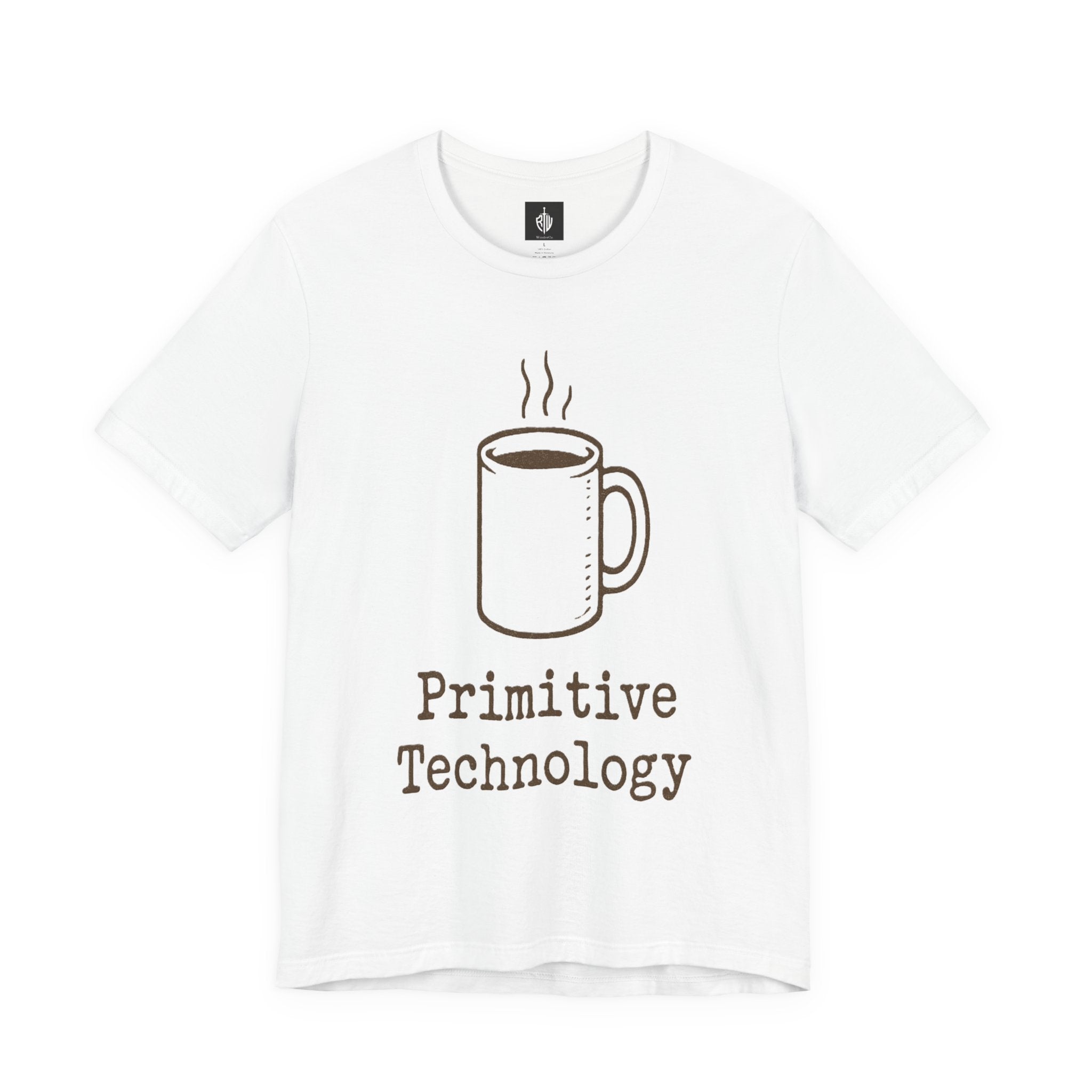 Coffee Mug 'Primitive Technology' T-Shirt — Rustic Coffee Lover Tee