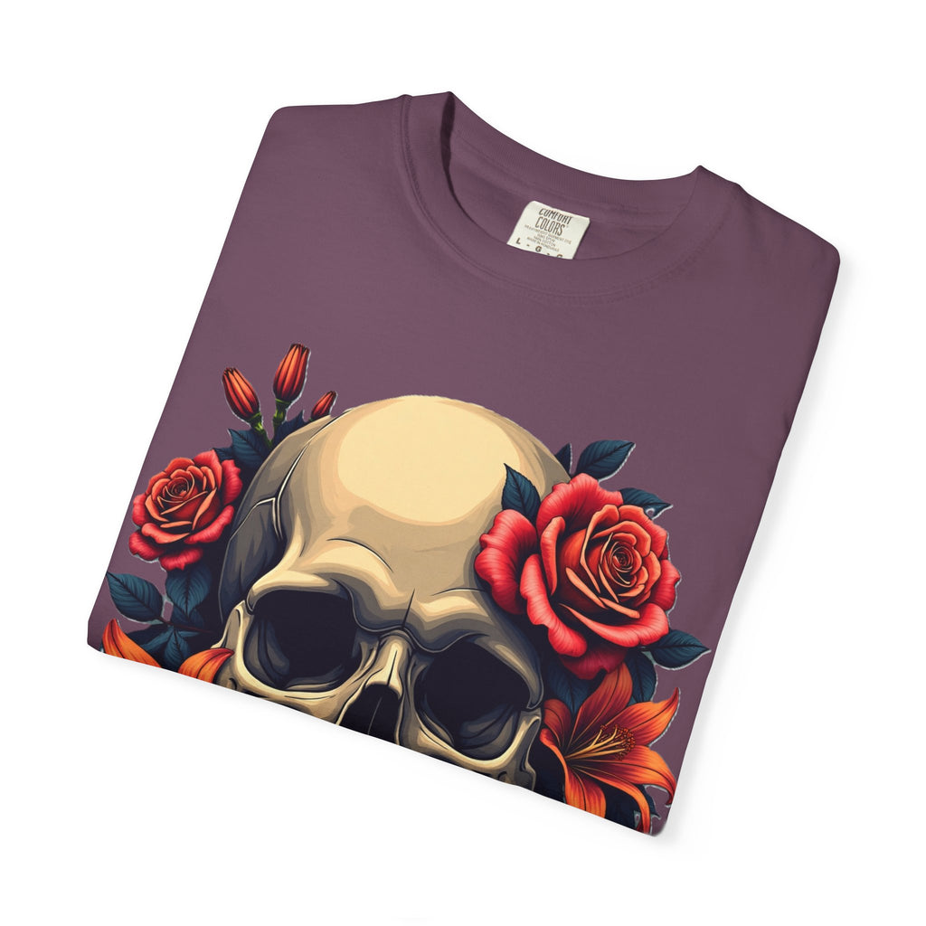 Skull Floral Unisex T-Shirt, Gothic Tee, Edgy Gift, Grunge Apparel, Halloween Shirt, Alternative Fashion