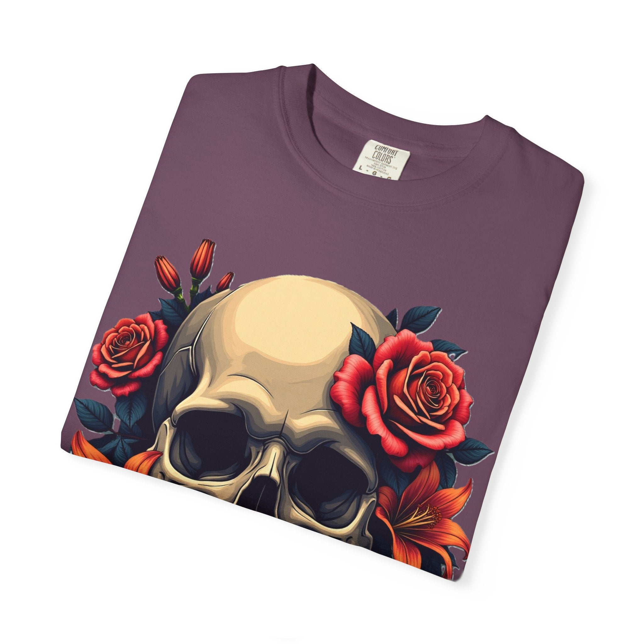Skull Floral Unisex T-Shirt, Gothic Tee, Edgy Gift, Grunge Apparel, Halloween Shirt, Alternative Fashion