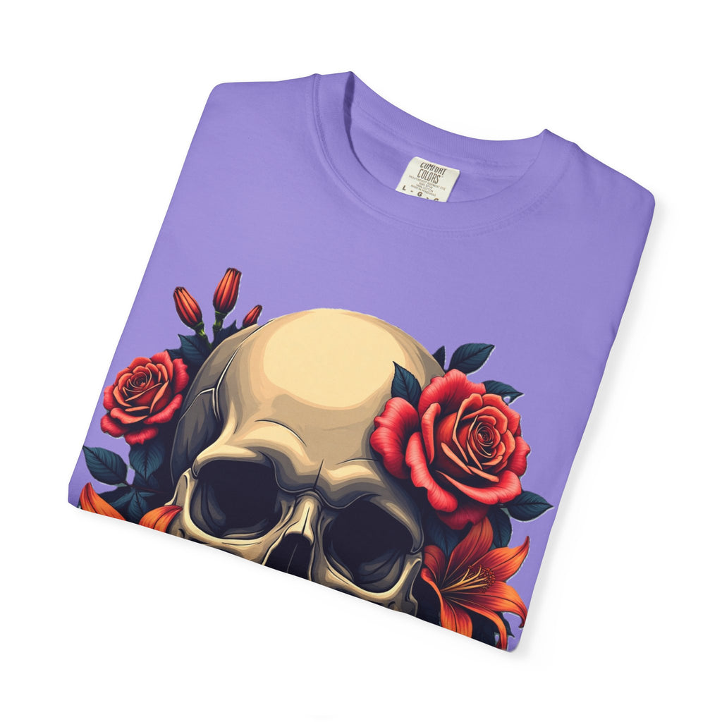 Skull Floral Unisex T-Shirt, Gothic Tee, Edgy Gift, Grunge Apparel, Halloween Shirt, Alternative Fashion