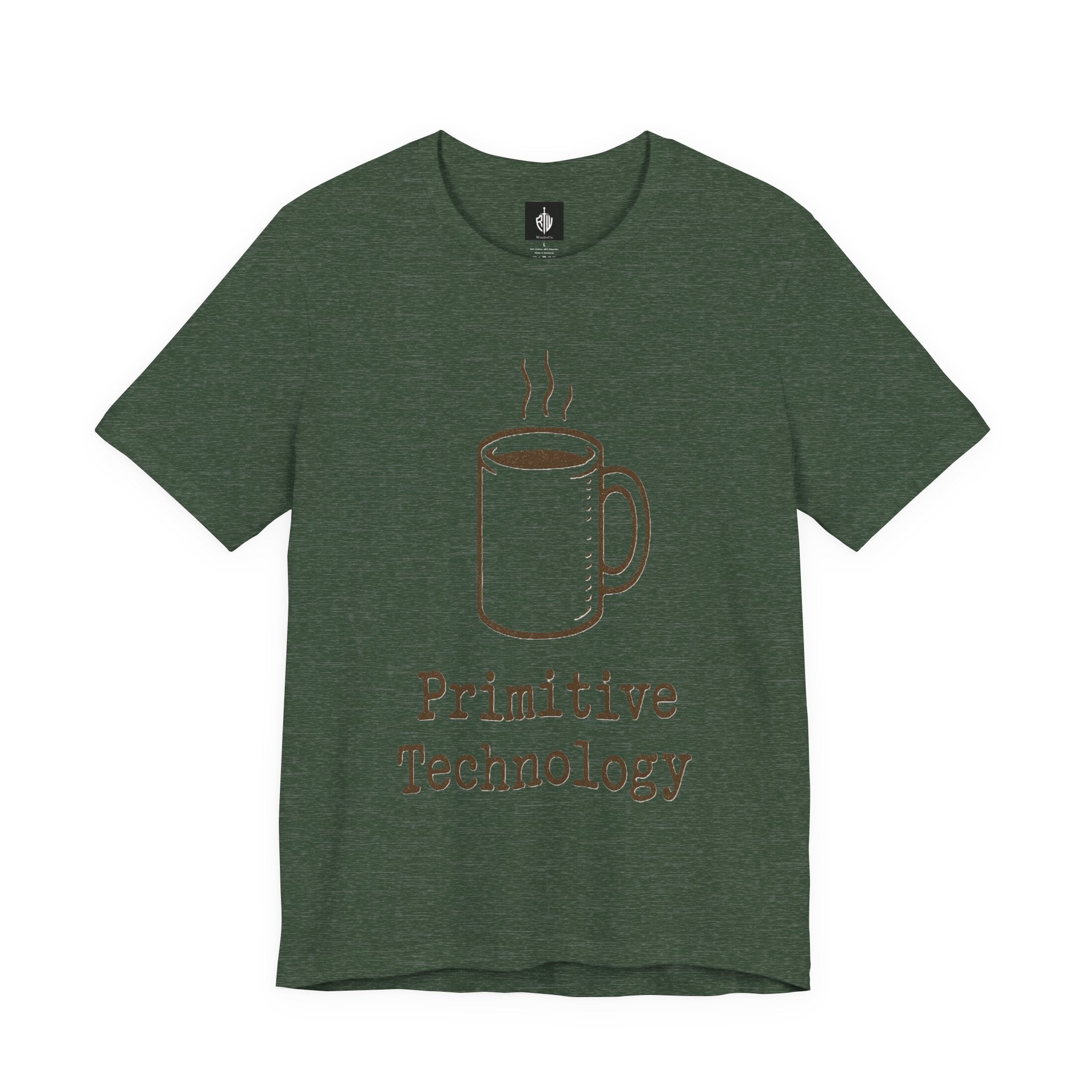 Coffee Mug 'Primitive Technology' T-Shirt — Rustic Coffee Lover Tee
