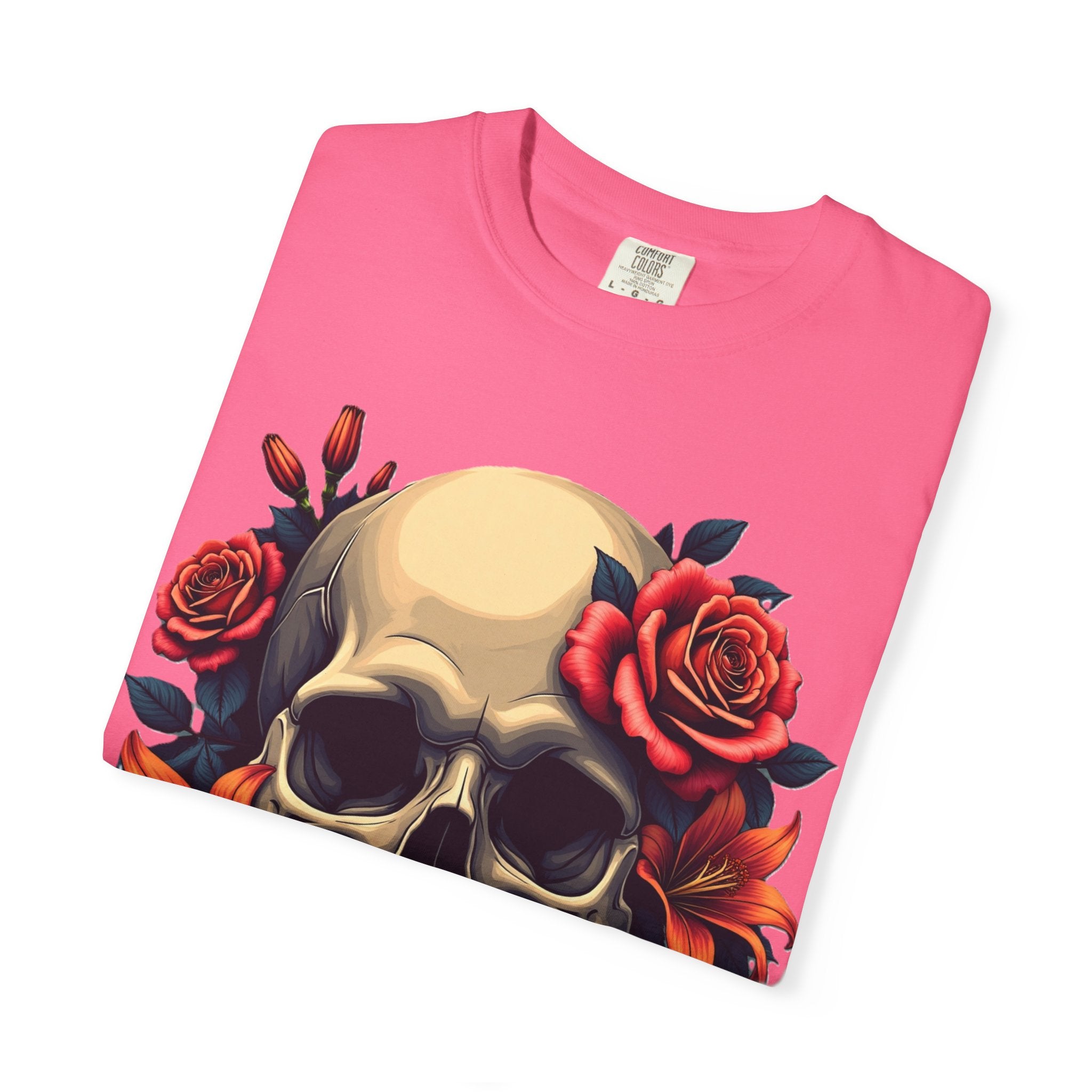 Skull Floral Unisex T-Shirt, Gothic Tee, Edgy Gift, Grunge Apparel, Halloween Shirt, Alternative Fashion