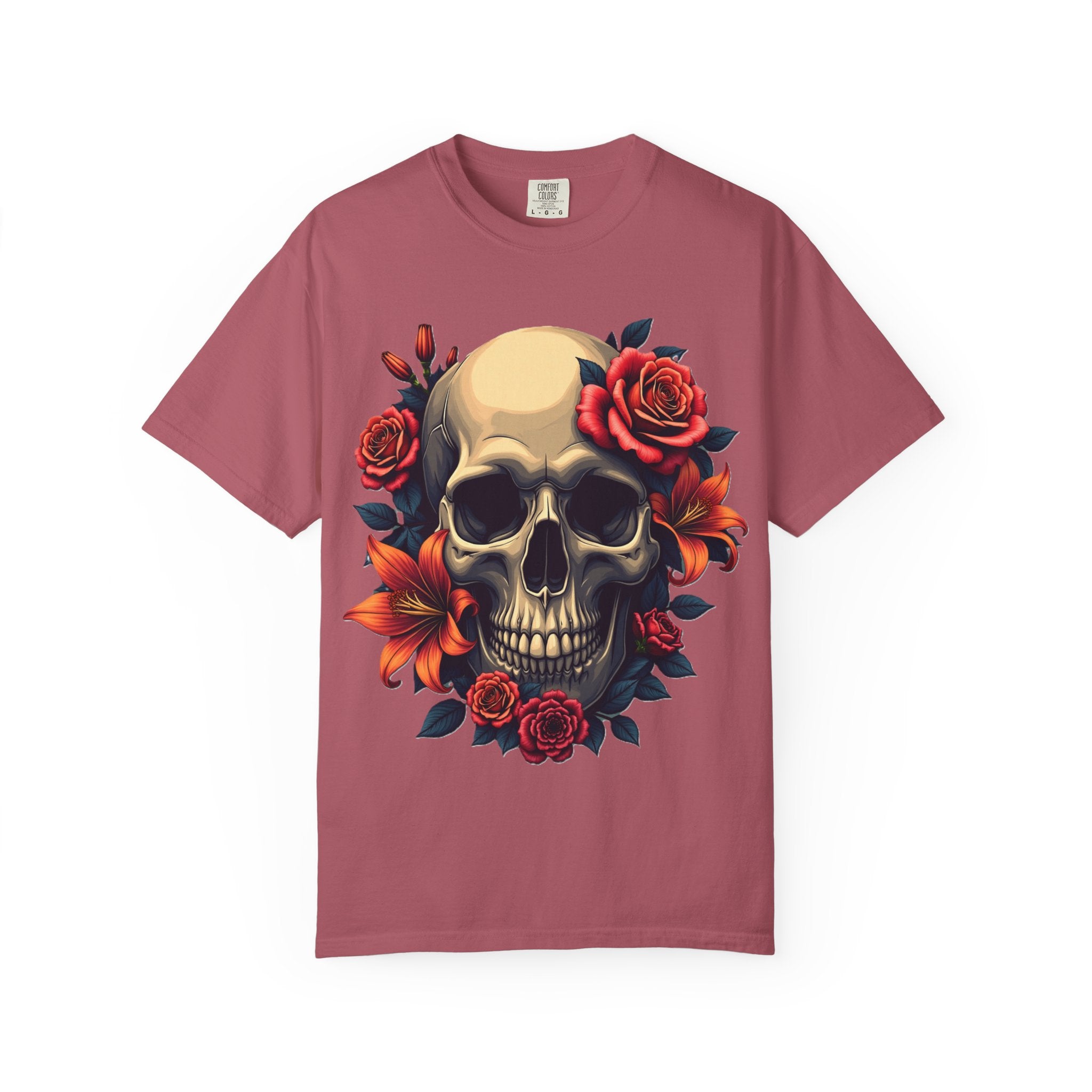 Skull Floral Unisex T-Shirt, Gothic Tee, Edgy Gift, Grunge Apparel, Halloween Shirt, Alternative Fashion