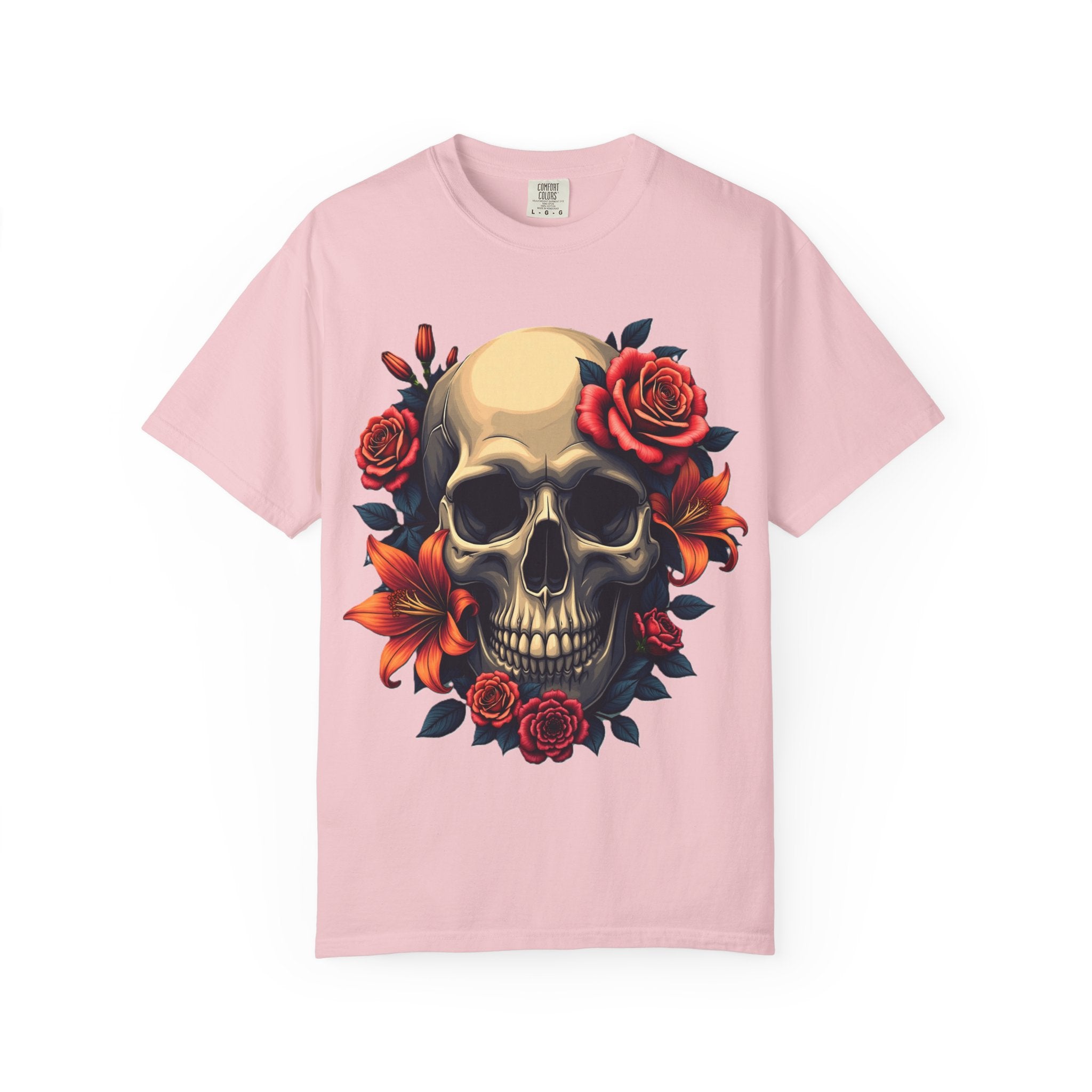 Skull Floral Unisex T-Shirt, Gothic Tee, Edgy Gift, Grunge Apparel, Halloween Shirt, Alternative Fashion