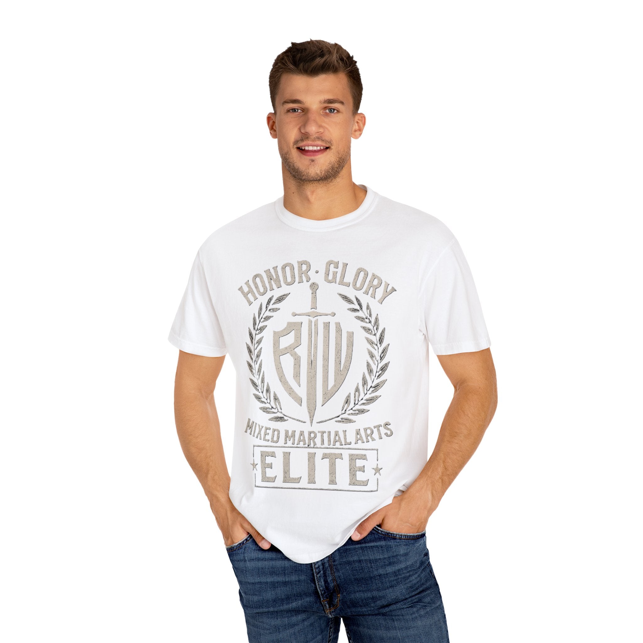 Elite MMA Unisex Garment-Dyed T-shirt, Casual Wear, Workout Shirt, Martial Arts Apparel, Gift for Fighters, Sporty Style