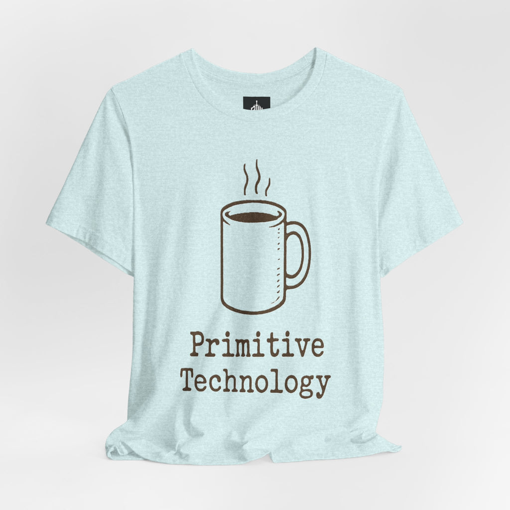 Coffee Mug 'Primitive Technology' T-Shirt — Rustic Coffee Lover Tee