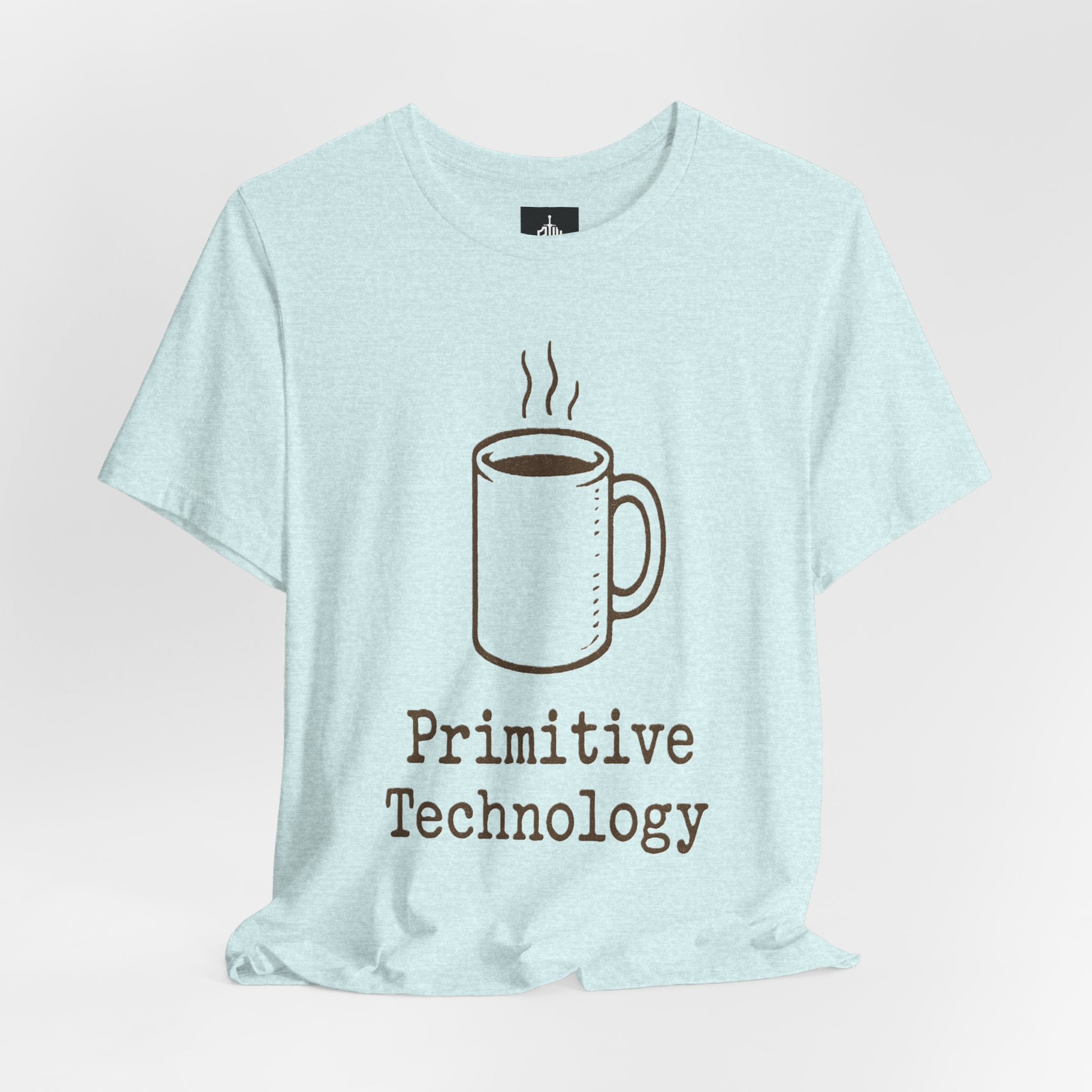 Coffee Mug 'Primitive Technology' T-Shirt — Rustic Coffee Lover Tee