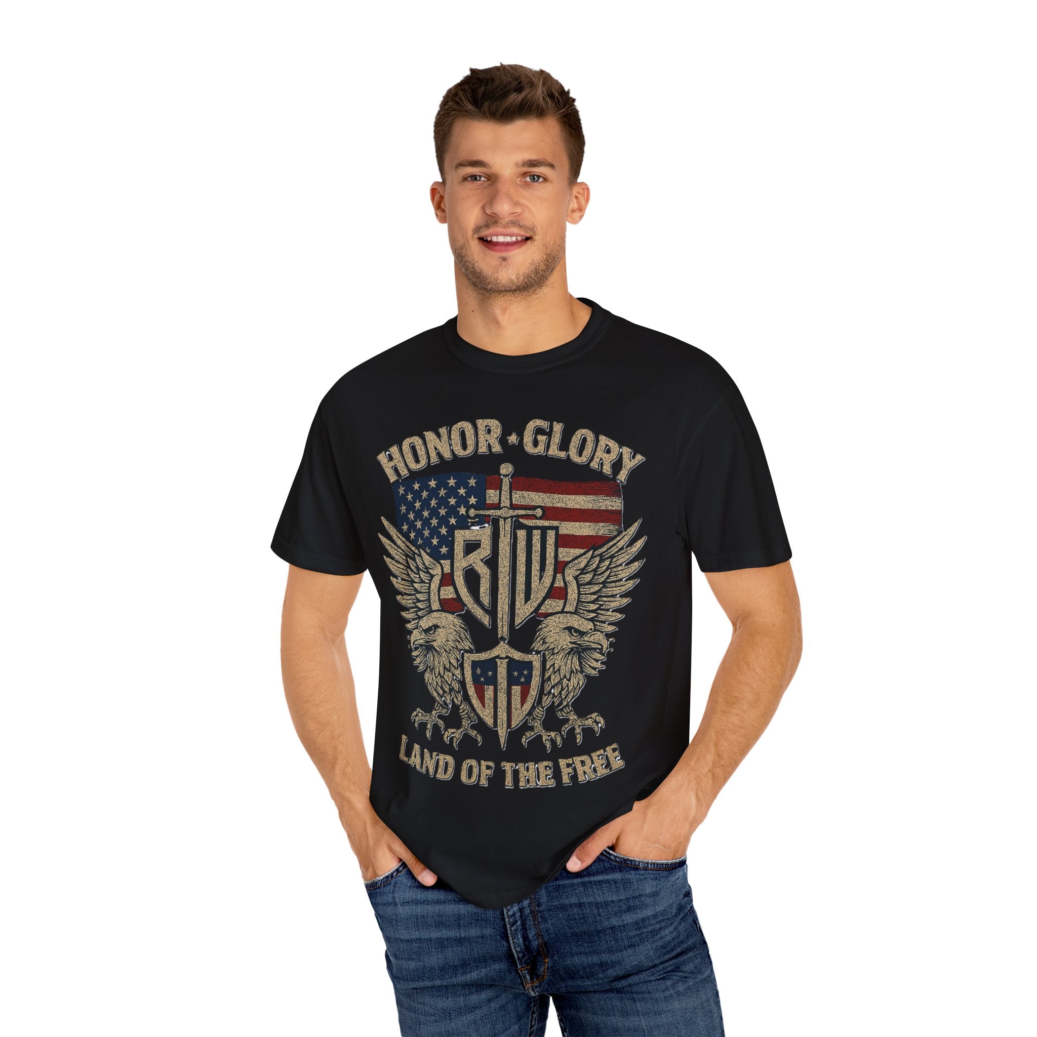 Patriotic Graphic T-shirt, Honor Glory Land of the Free Tee, Independence Day Gift, Veteran Apparel, Unisex Casual Wear
