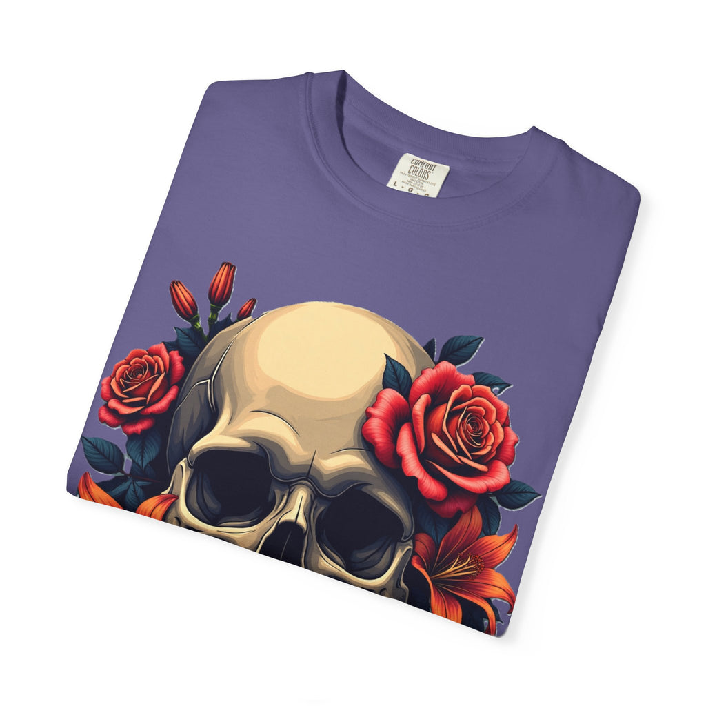 Skull Floral Unisex T-Shirt, Gothic Tee, Edgy Gift, Grunge Apparel, Halloween Shirt, Alternative Fashion