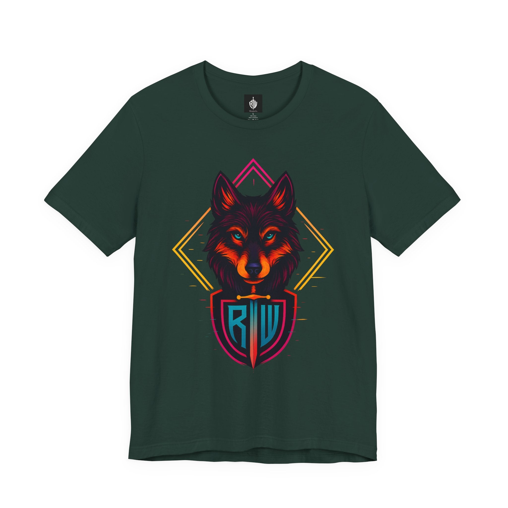 Wolf Emblem Graphic Tee — Bold Geometric Wolf Logo T-Shirt