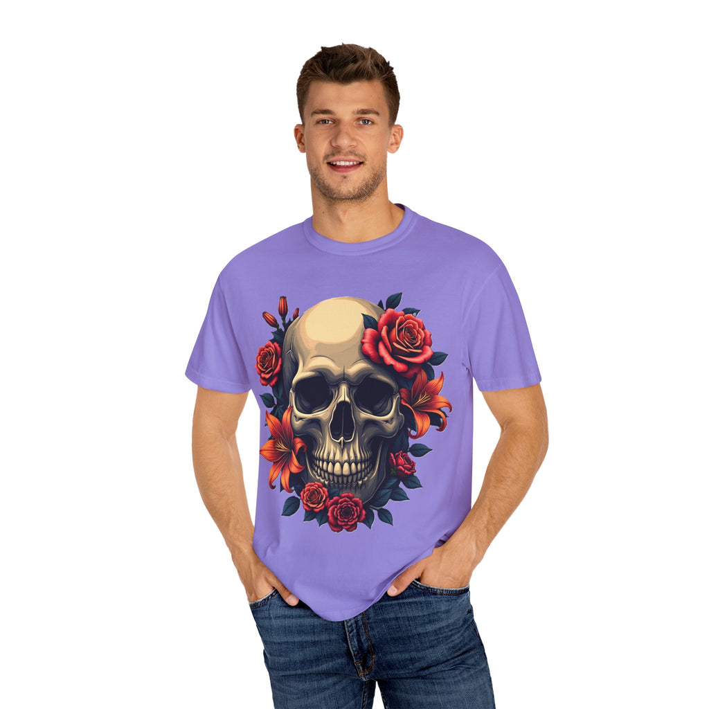 Skull Floral Unisex T-Shirt, Gothic Tee, Edgy Gift, Grunge Apparel, Halloween Shirt, Alternative Fashion