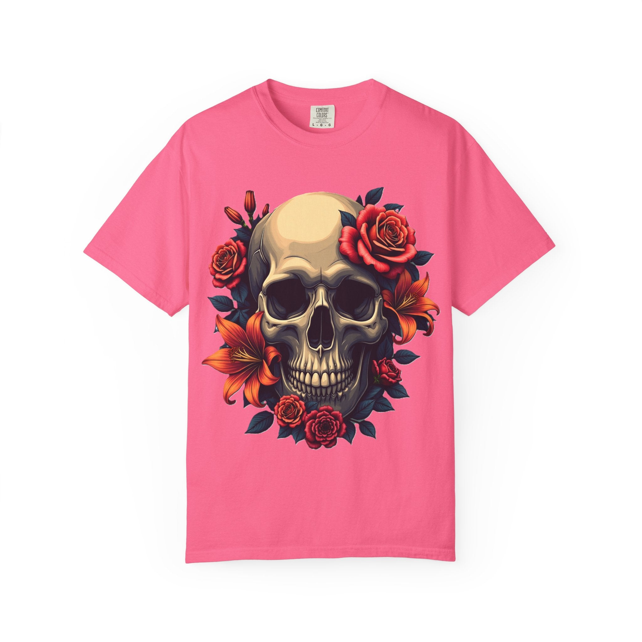 Skull Floral Unisex T-Shirt, Gothic Tee, Edgy Gift, Grunge Apparel, Halloween Shirt, Alternative Fashion