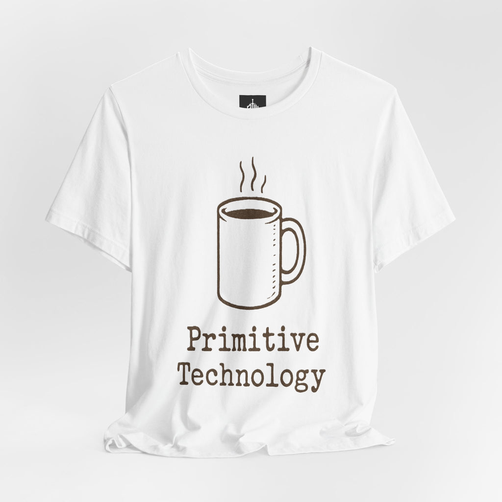 Coffee Mug 'Primitive Technology' T-Shirt — Rustic Coffee Lover Tee