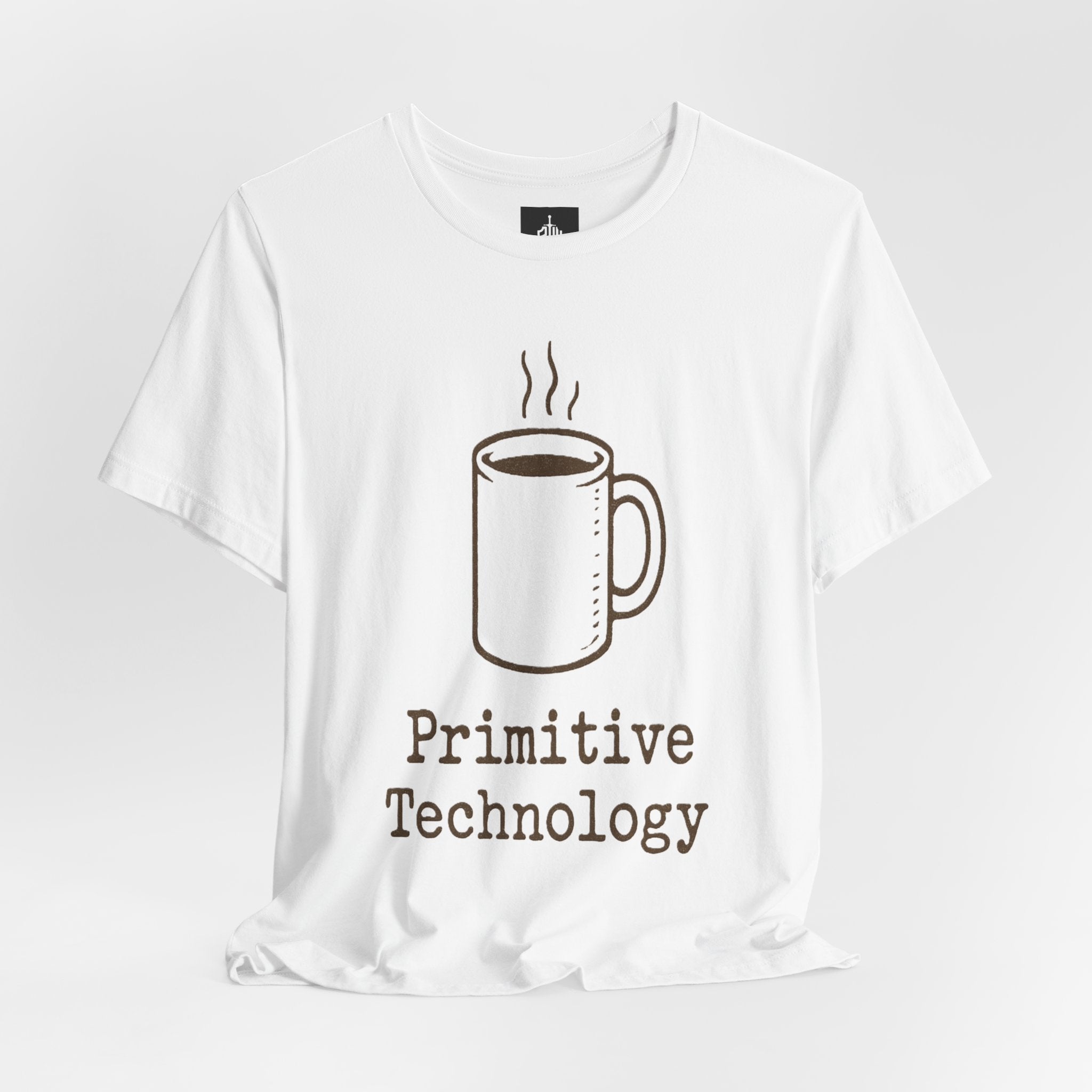 Coffee Mug 'Primitive Technology' T-Shirt — Rustic Coffee Lover Tee