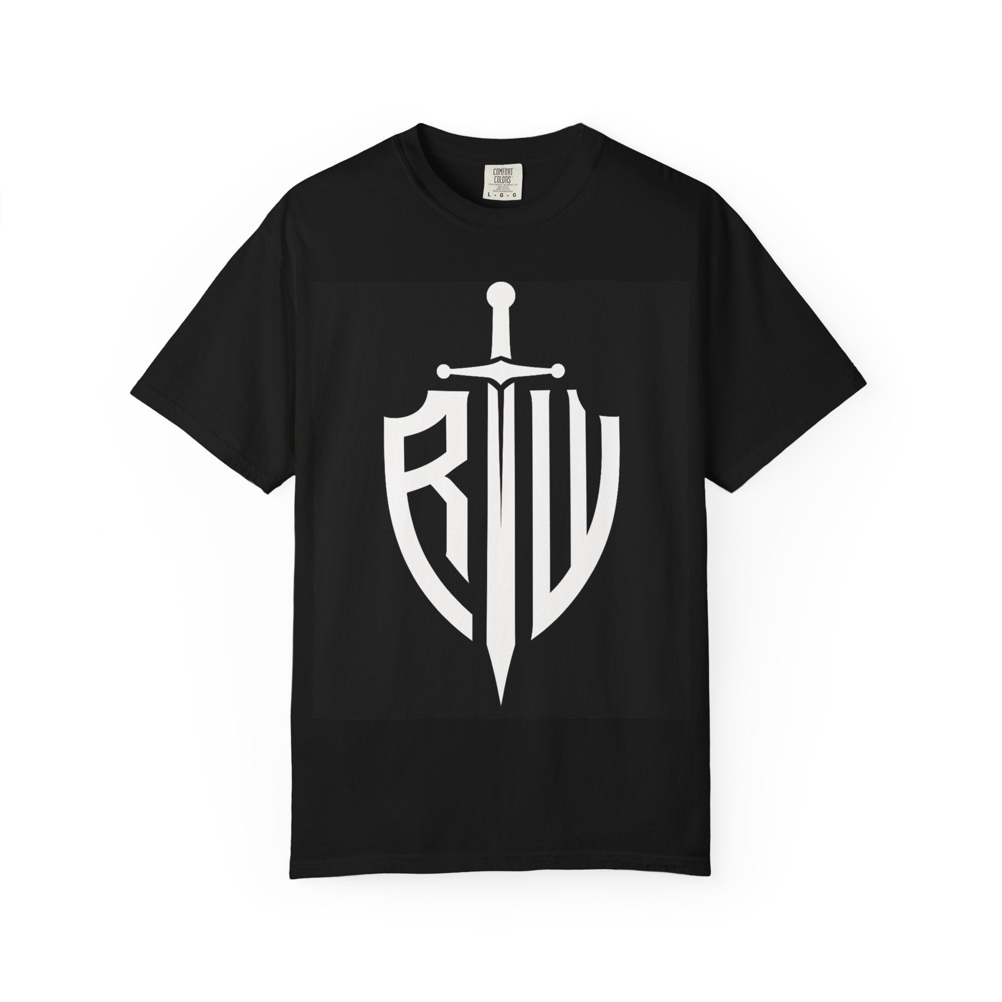 Garment-Dyed T-Shirt with Shield Design, Casual Tee, Gift for Men, Women, and Teens, Comfortable Everyday Wear, Unique Graphic T-Shirt