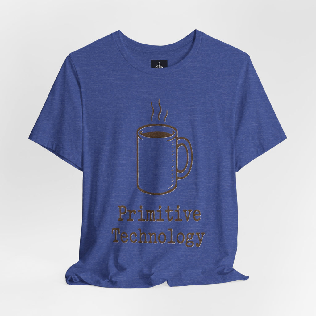Coffee Mug 'Primitive Technology' T-Shirt — Rustic Coffee Lover Tee
