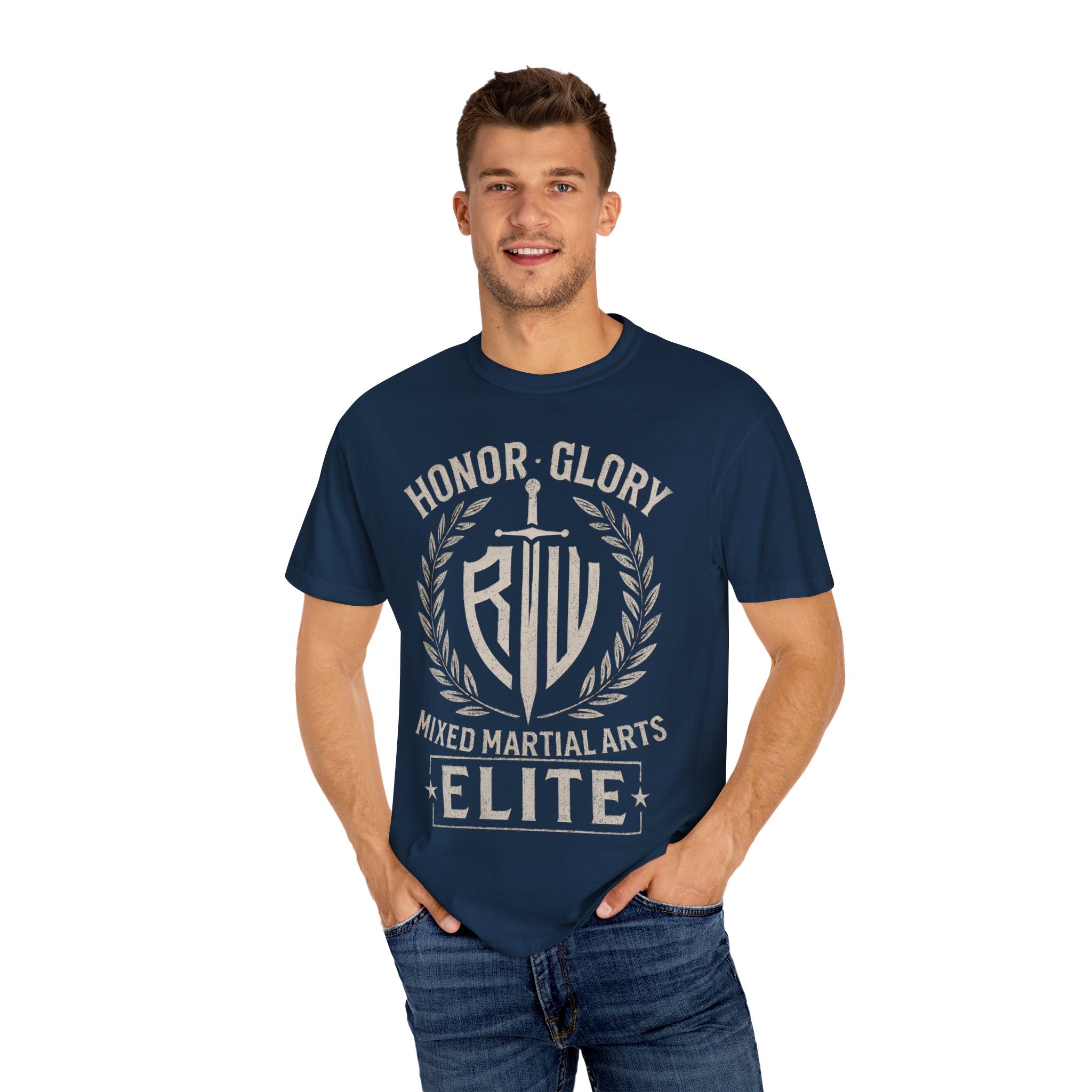 Elite MMA Unisex Garment-Dyed T-shirt, Casual Wear, Workout Shirt, Martial Arts Apparel, Gift for Fighters, Sporty Style