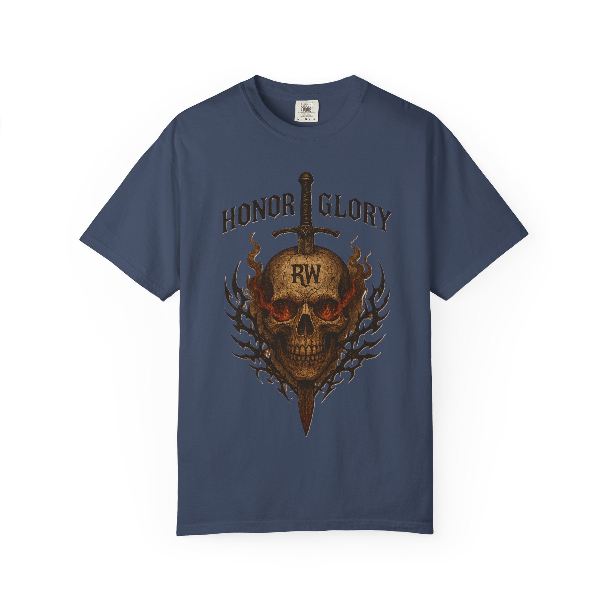 Honor Glory Skull T-Shirt, Unisex Graphic Tee, Edgy Streetwear, Casual Wear, Gift for Him/Her, Perfect for Festivals
