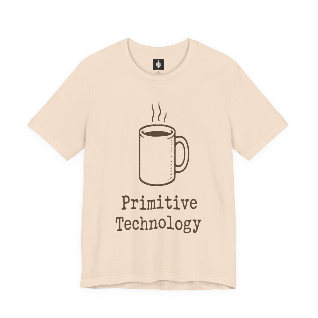 Coffee Mug 'Primitive Technology' T-Shirt — Rustic Coffee Lover Tee
