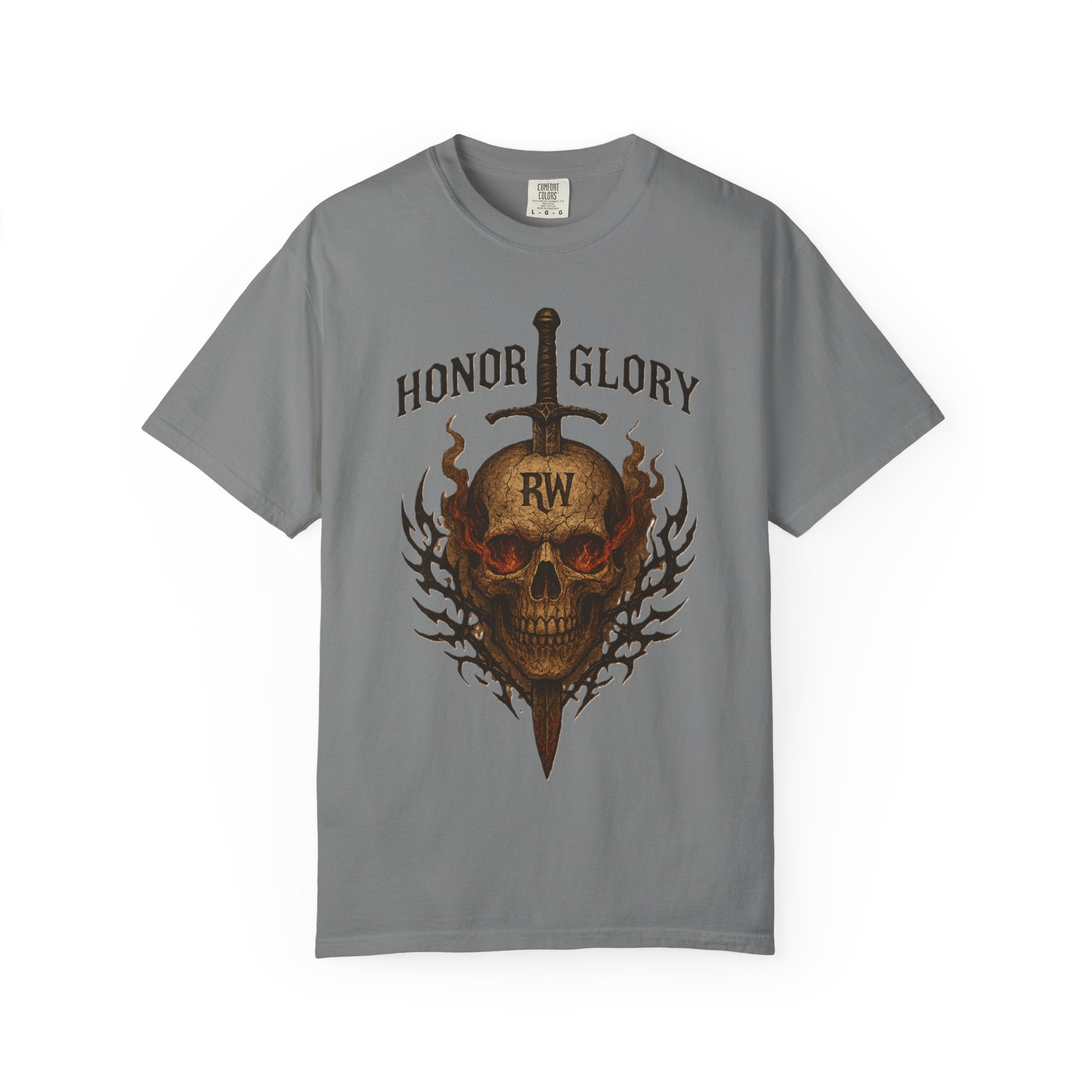 Honor Glory Skull T-Shirt, Unisex Graphic Tee, Edgy Streetwear, Casual Wear, Gift for Him/Her, Perfect for Festivals