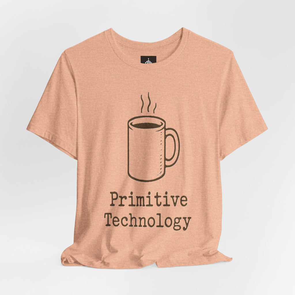 Coffee Mug 'Primitive Technology' T-Shirt — Rustic Coffee Lover Tee