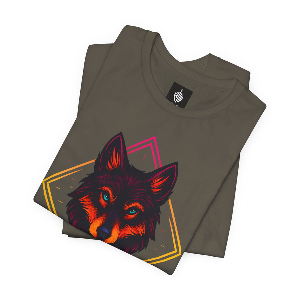 Wolf Emblem Graphic Tee — Bold Geometric Wolf Logo T-Shirt