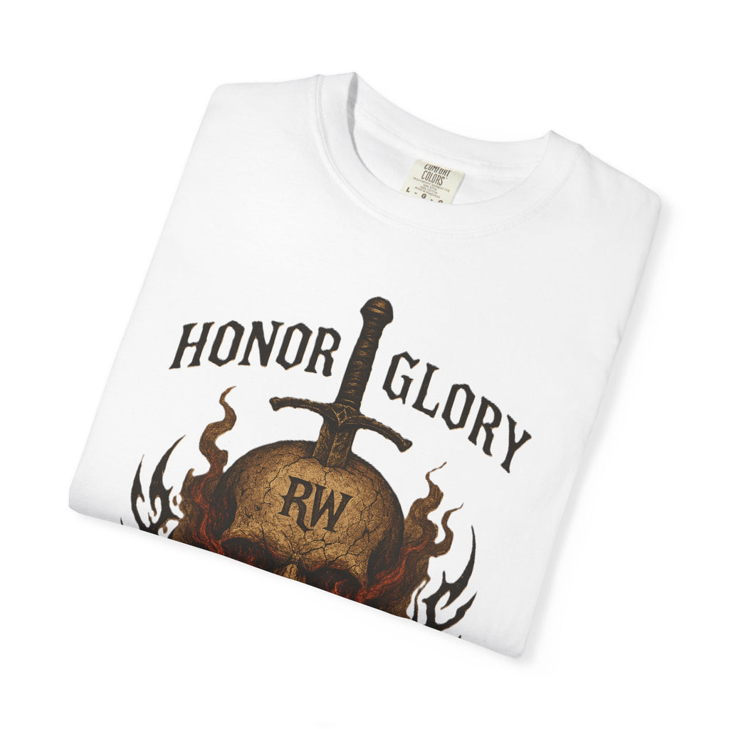 Honor Glory Skull T-Shirt, Unisex Graphic Tee, Edgy Streetwear, Casual Wear, Gift for Him/Her, Perfect for Festivals