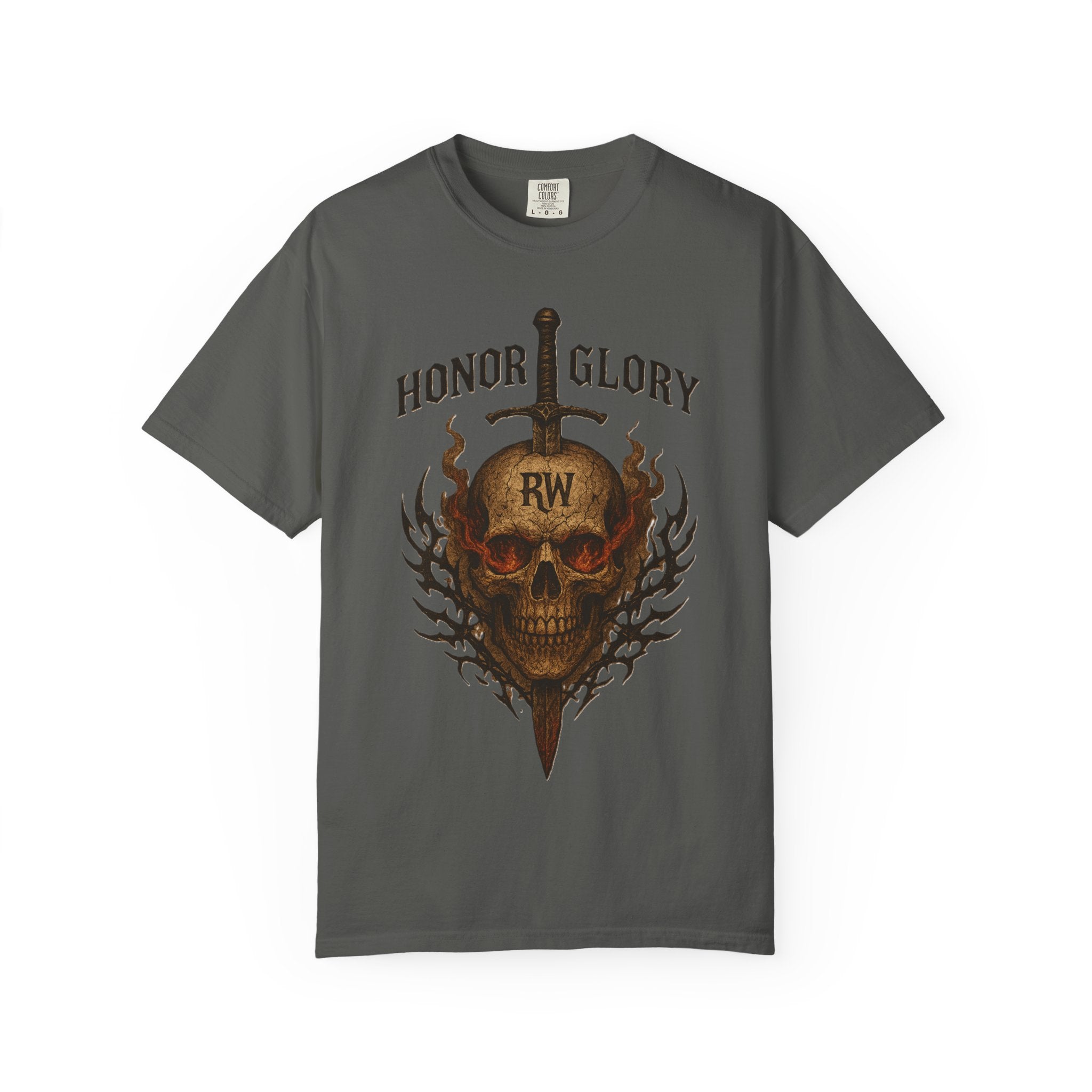 Honor Glory Skull T-Shirt, Unisex Graphic Tee, Edgy Streetwear, Casual Wear, Gift for Him/Her, Perfect for Festivals