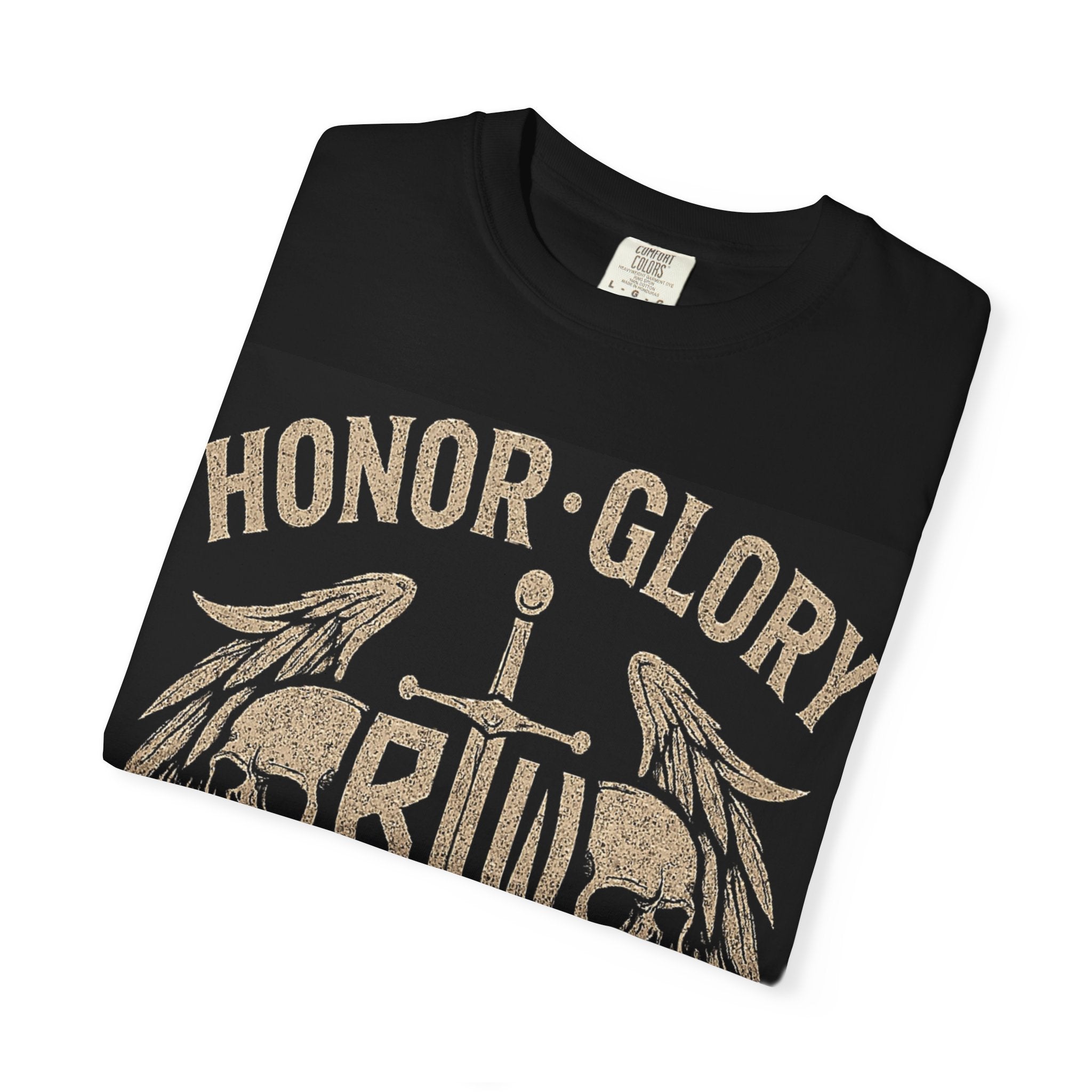 Honor & Glory Skull T-Shirt, Unisex Graphic Tee, Edgy Streetwear, Perfect Gift for Metal Lovers, Casual Everyday Wear, Gothic Style