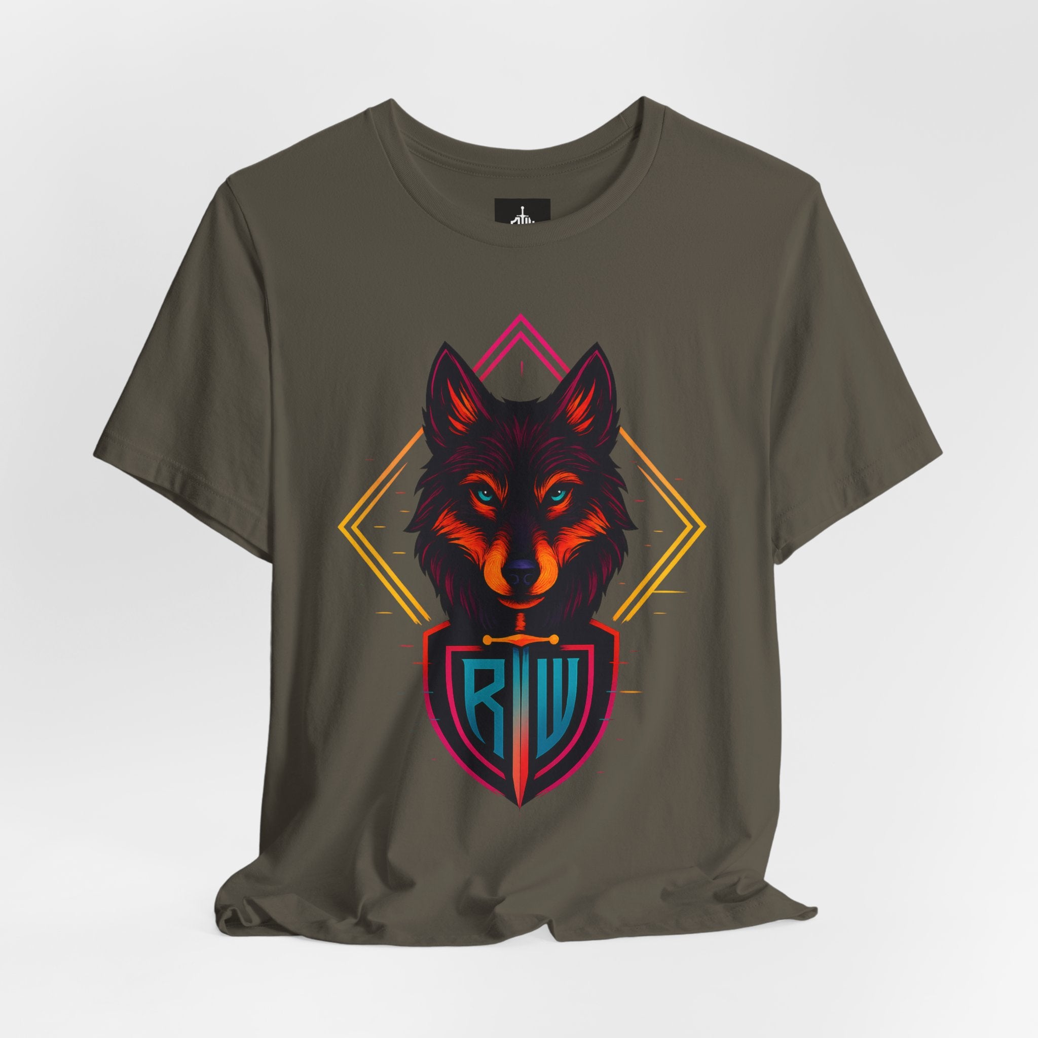 Wolf Emblem Graphic Tee — Bold Geometric Wolf Logo T-Shirt