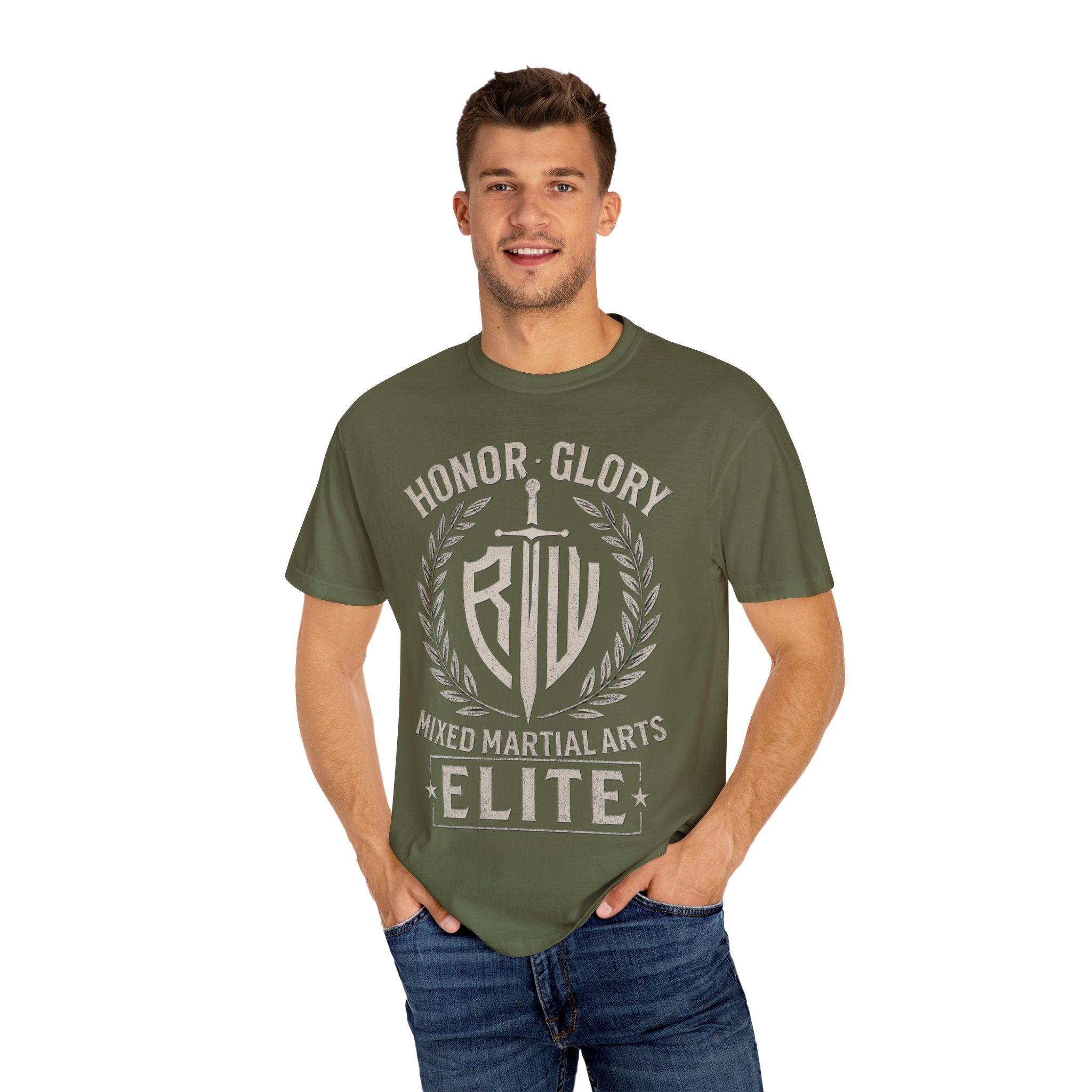 Elite MMA Unisex Garment-Dyed T-shirt, Casual Wear, Workout Shirt, Martial Arts Apparel, Gift for Fighters, Sporty Style