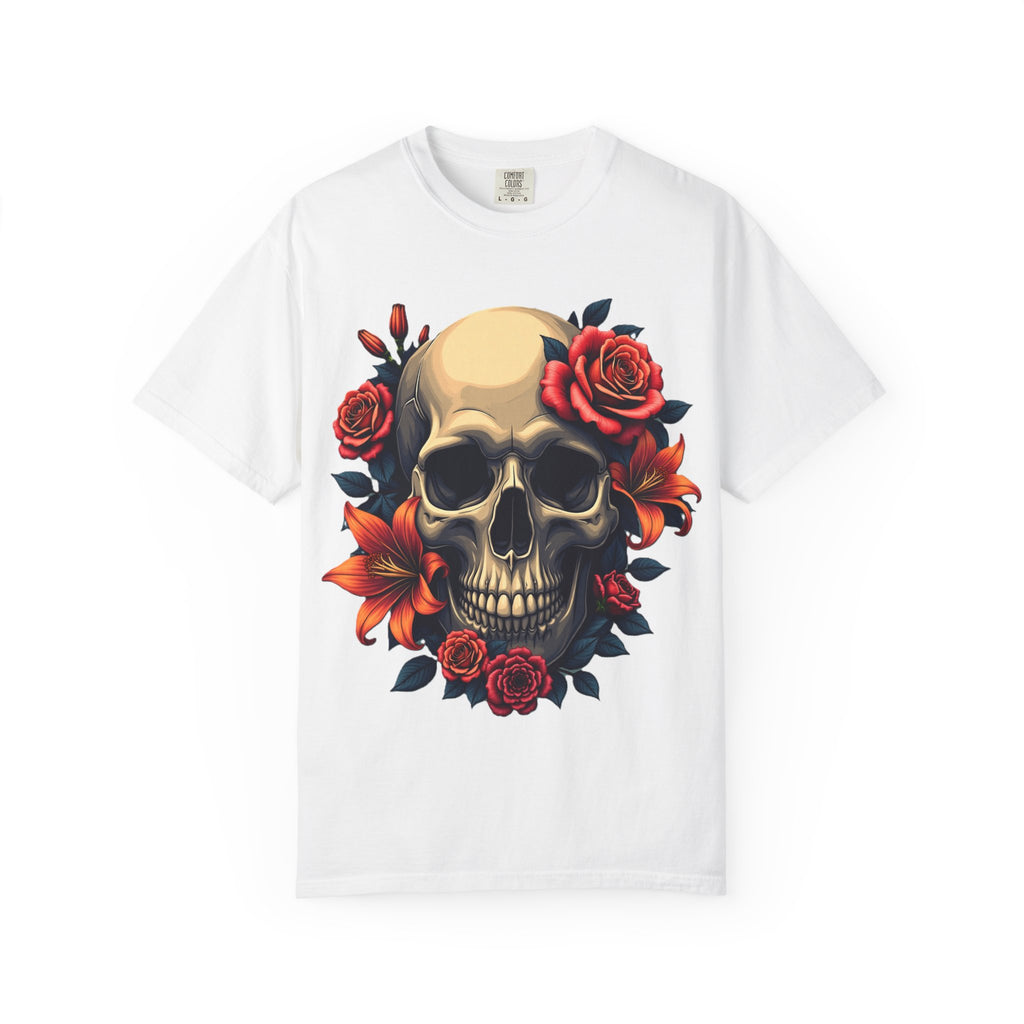 Skull Floral Unisex T-Shirt, Gothic Tee, Edgy Gift, Grunge Apparel, Halloween Shirt, Alternative Fashion