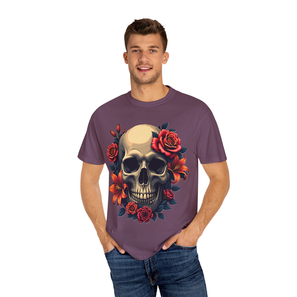 Skull Floral Unisex T-Shirt, Gothic Tee, Edgy Gift, Grunge Apparel, Halloween Shirt, Alternative Fashion