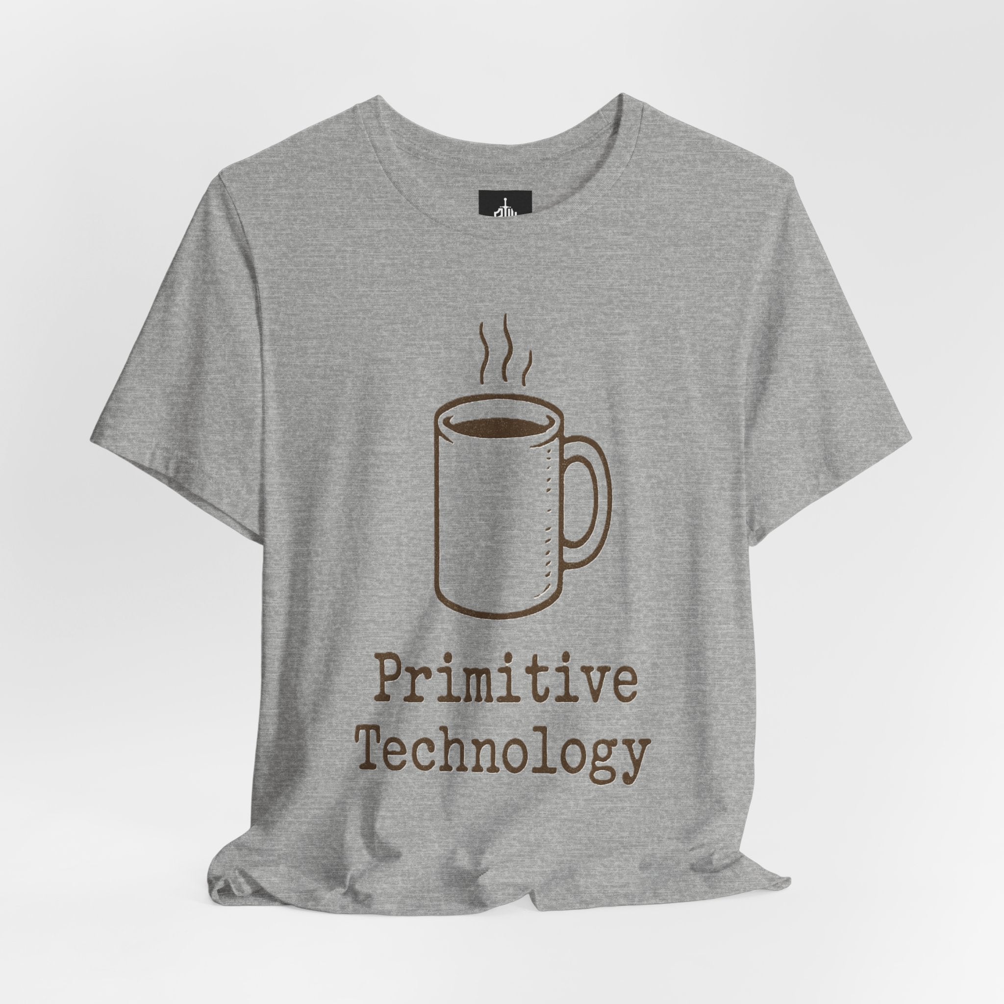 Coffee Mug 'Primitive Technology' T-Shirt — Rustic Coffee Lover Tee