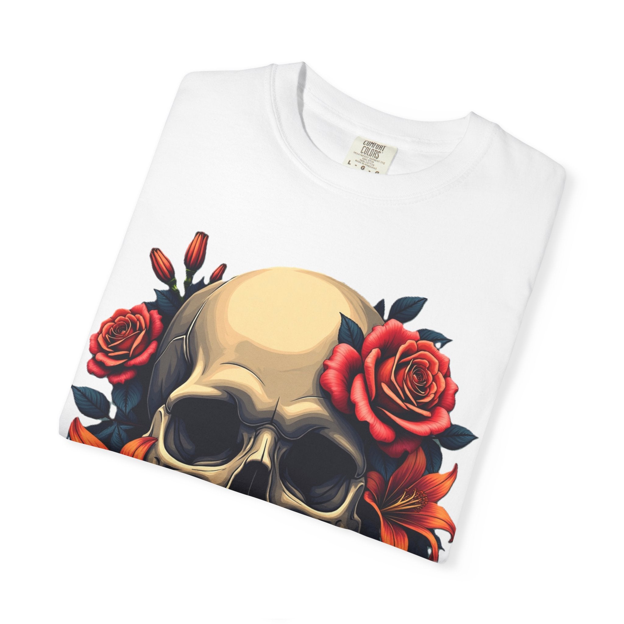 Skull Floral Unisex T-Shirt, Gothic Tee, Edgy Gift, Grunge Apparel, Halloween Shirt, Alternative Fashion