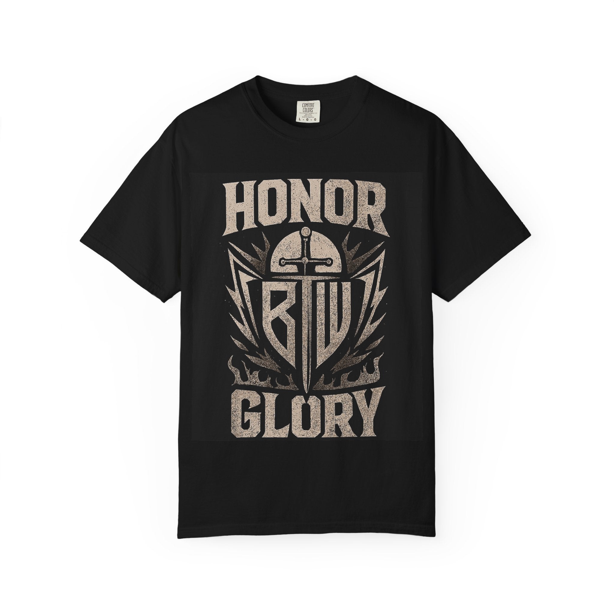 Honor and Glory Unisex Garment-Dyed T-Shirt | Ideal Gift for Warriors, Adventure Lovers, Casual Wear, Collectible Tee